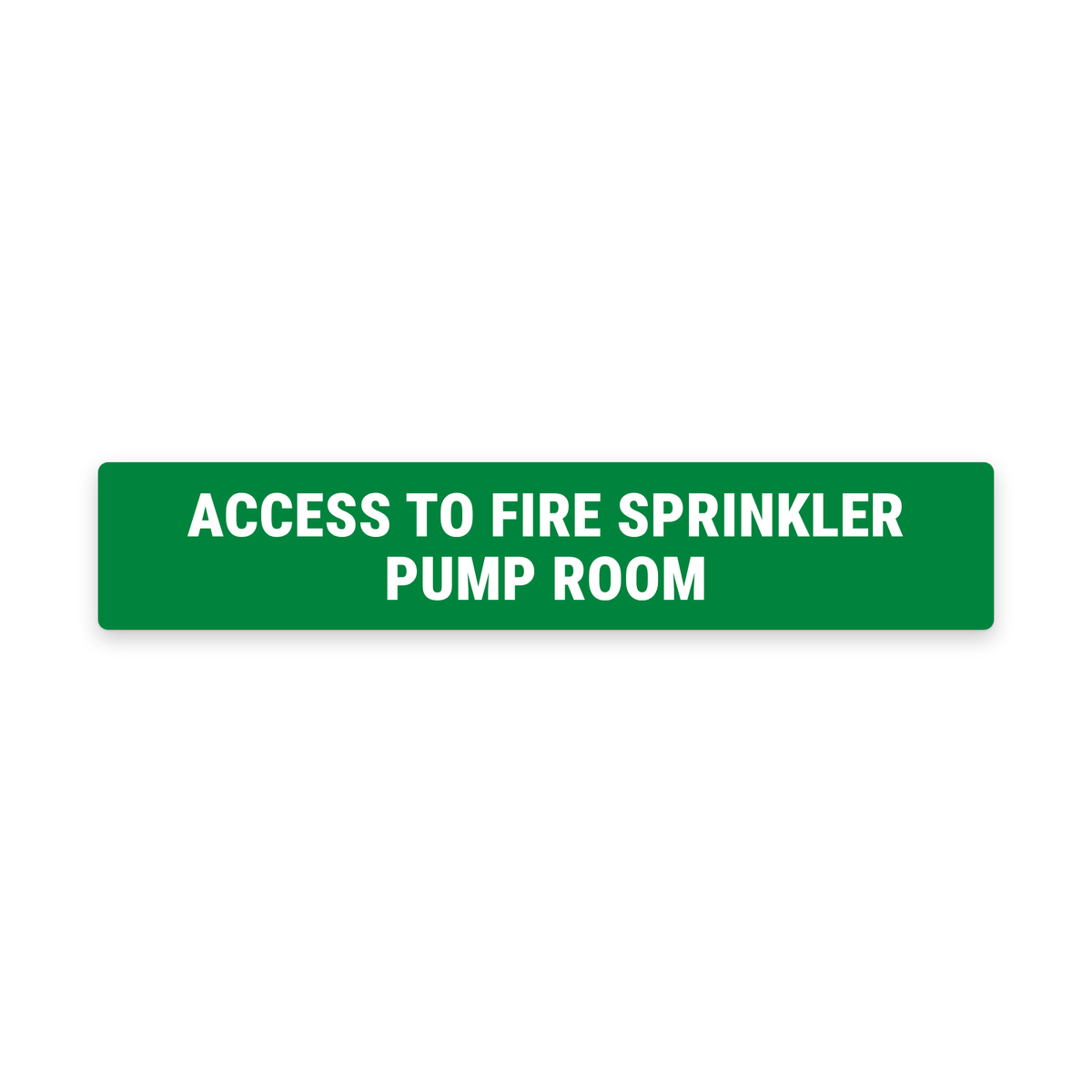 Access to Fire Sprinkler Pump Room Sign – Green & White – Australian made, matt laminated safety sign by SignShine