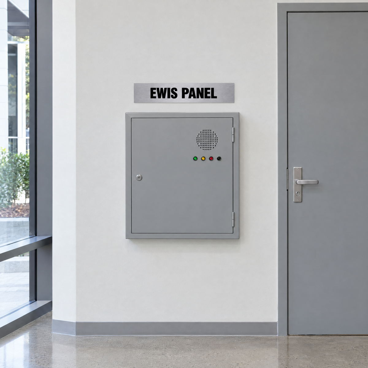 EWIS Panel Sign – Silver & Black installed on site