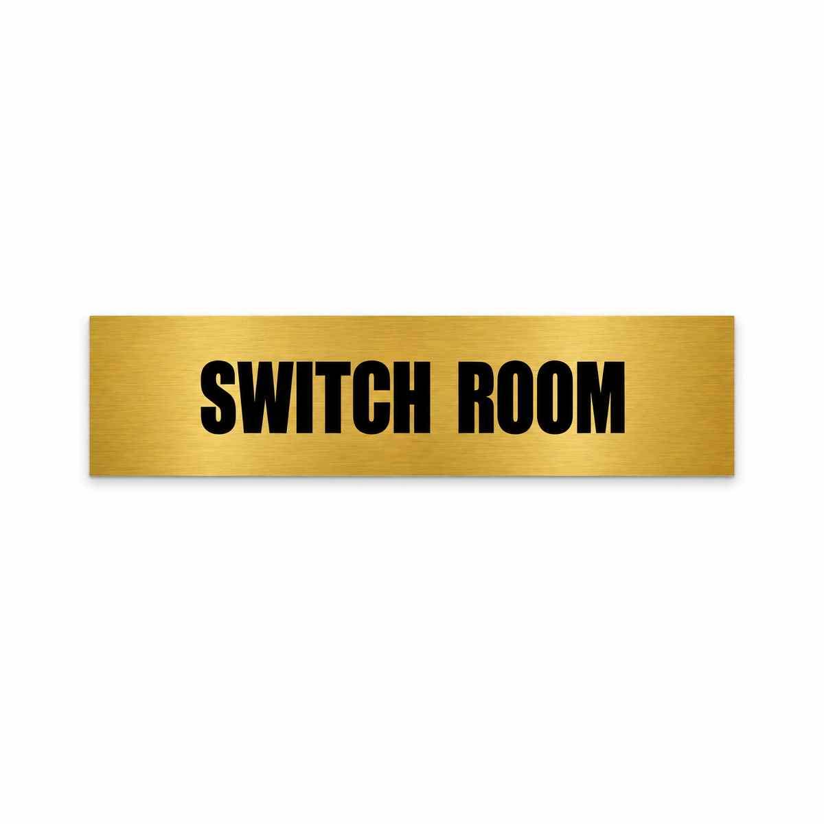 Switch Room Sign, brushed gold and black, Australian made