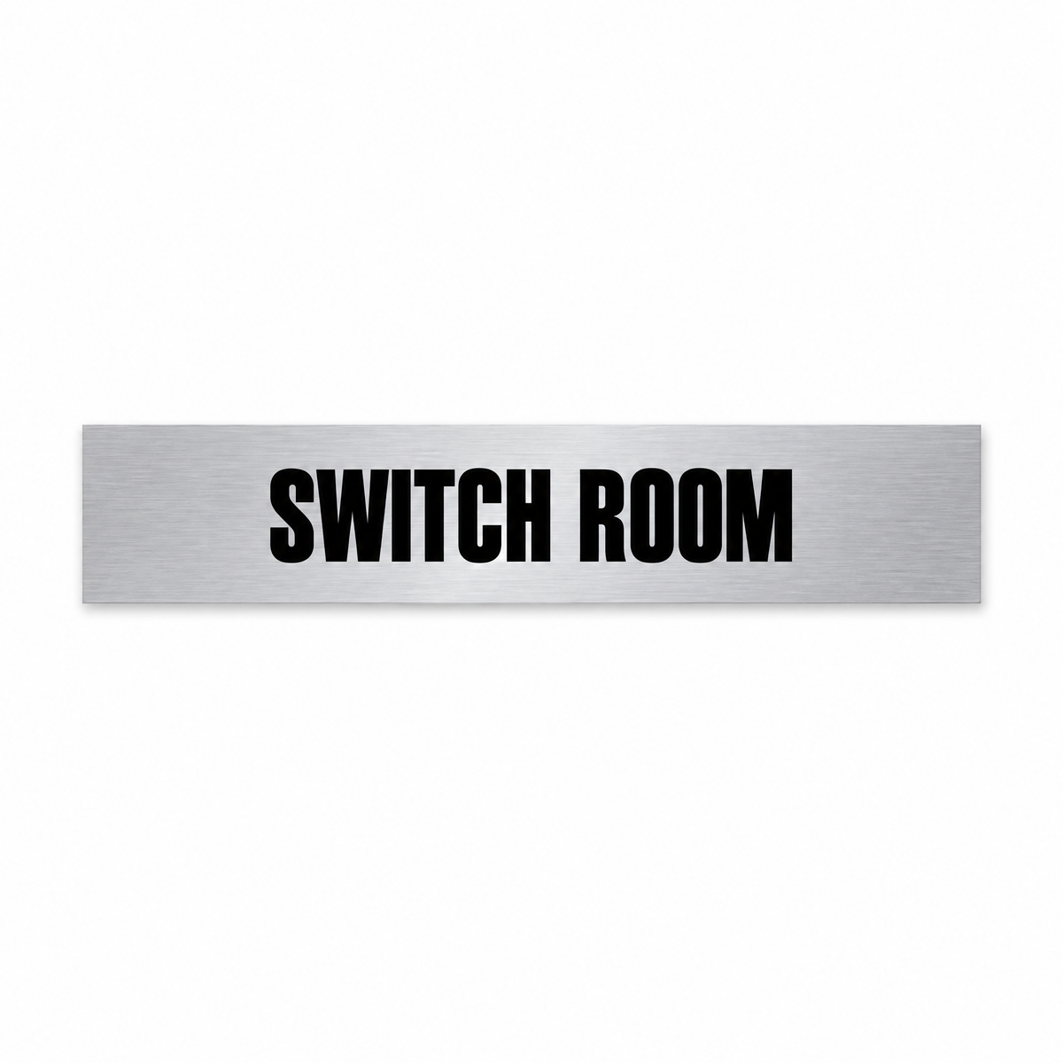 Switch Room Sign, brushed silver and black, Australian made