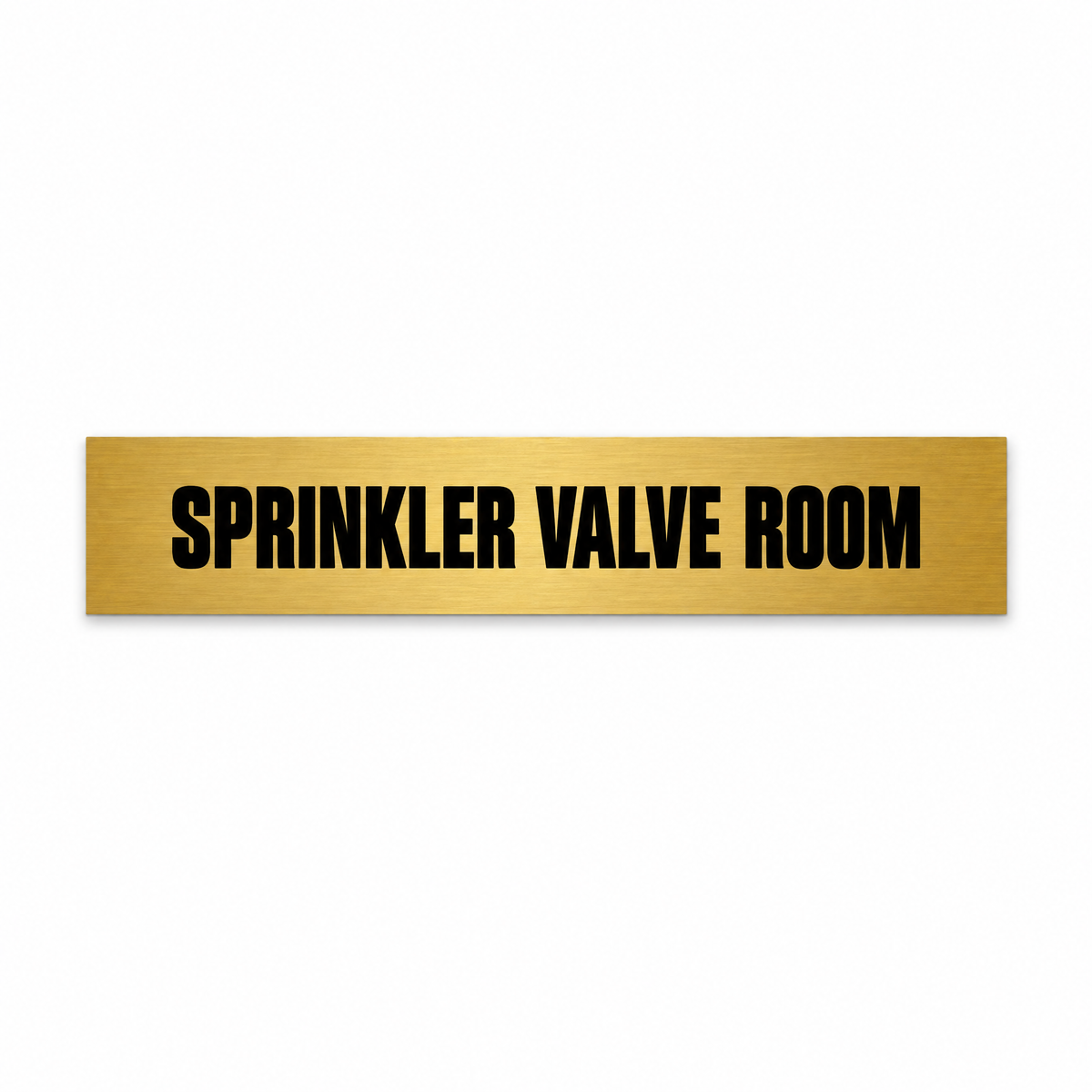 Sprinkler Valve Room Sign, brushed gold and black, Australian made