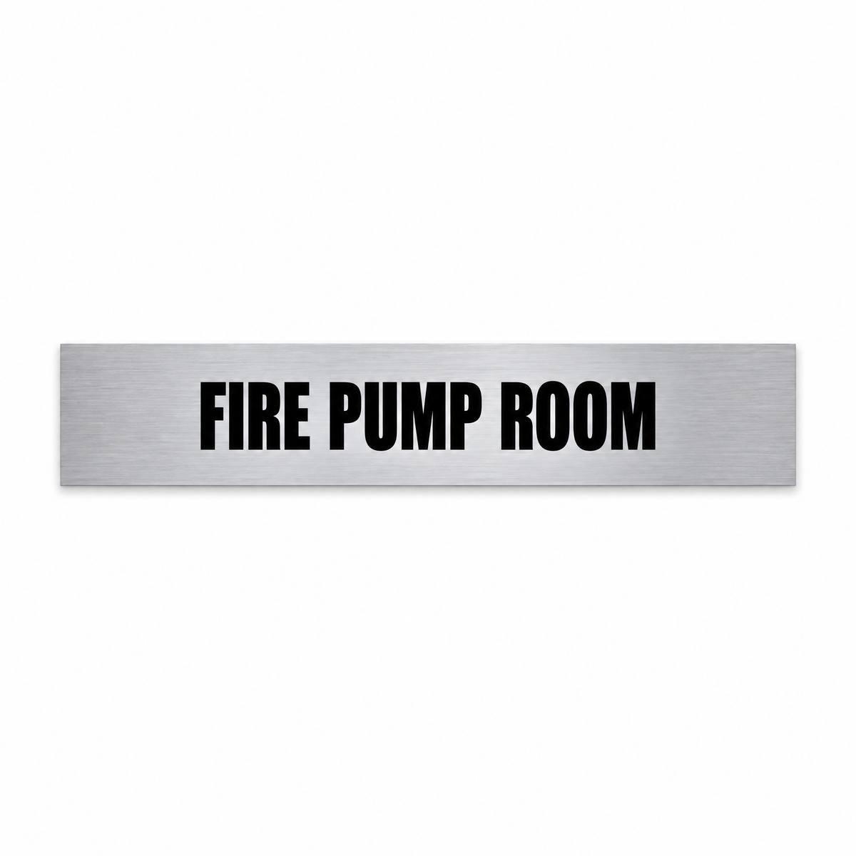 Fire Pump Room Sign, brushed silver and black, Australian made