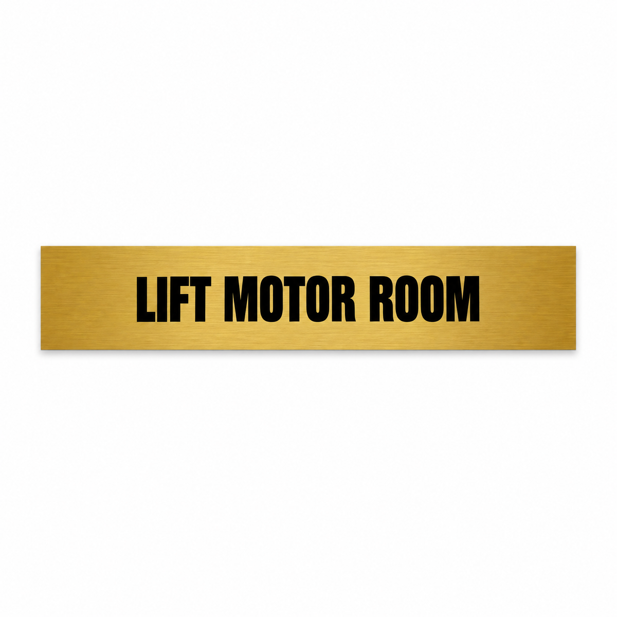 Lift Motor Room Sign, brushed gold and black, Australian made