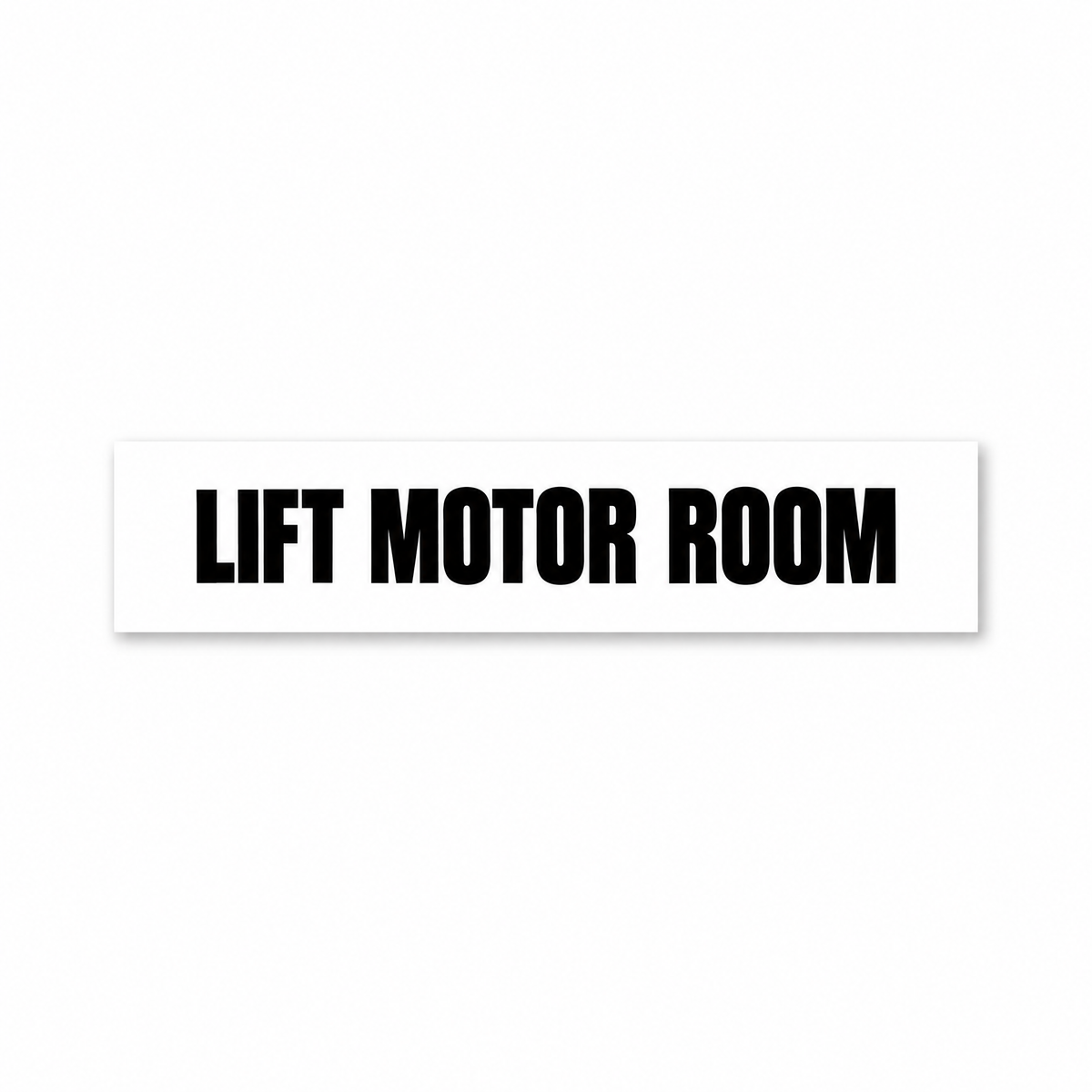 Lift Motor Room Sign, white and black, Australian made