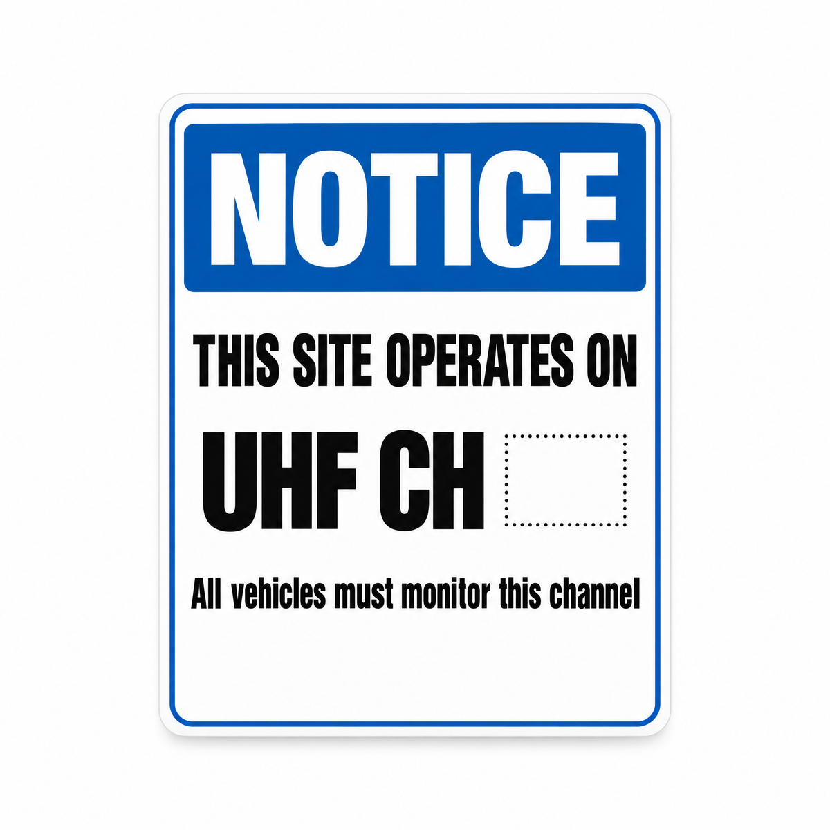 Site UHF Channel Sign with Custom Channel Number, Australian made