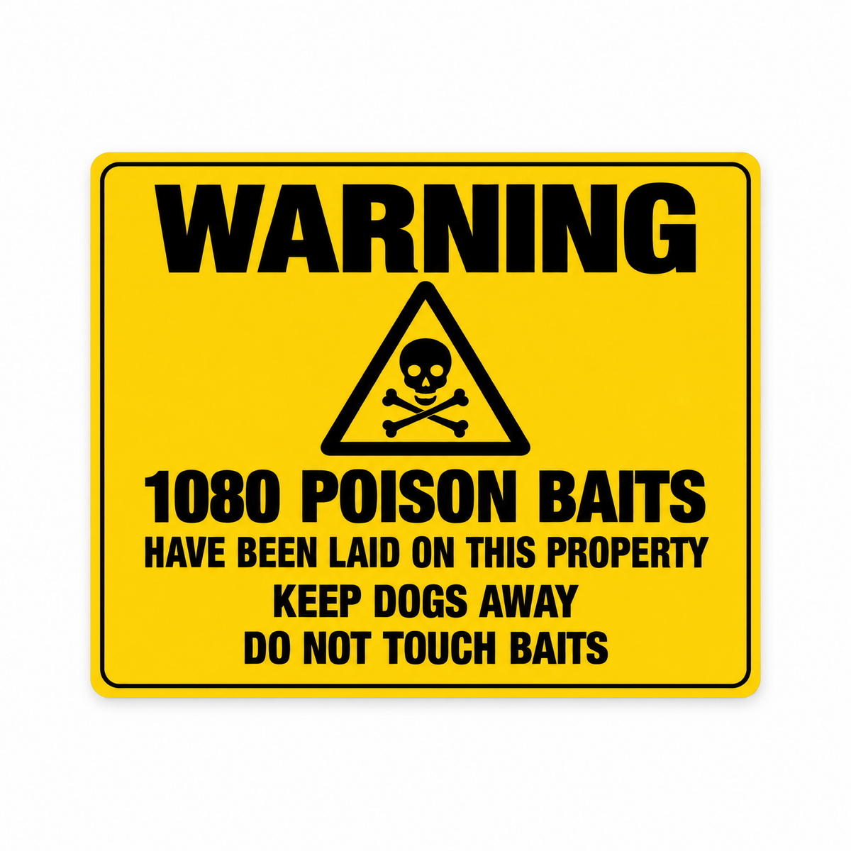 Warning 1080 Poison Baits Laid on This Property Sign, Australian made