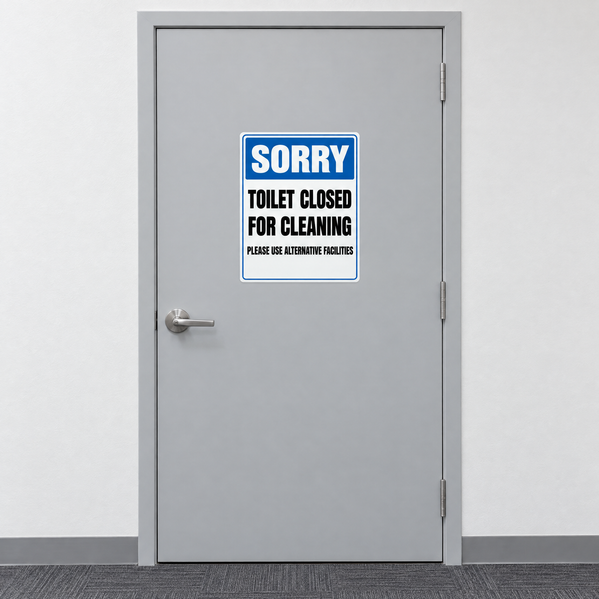 Toilet Closed for Cleaning Sign installed on site