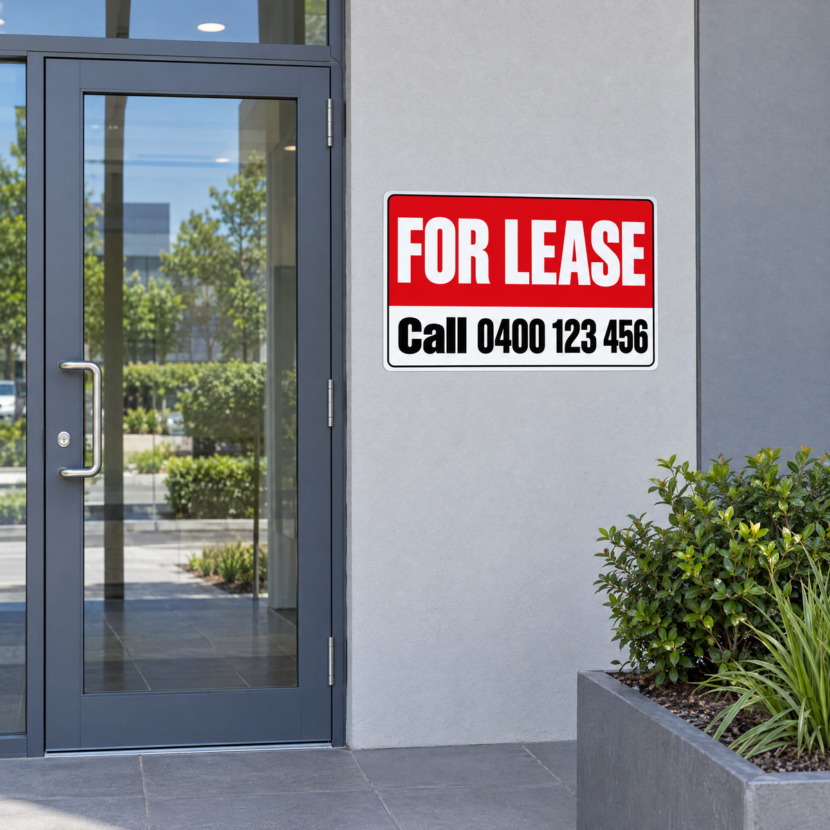 For Lease Sign with Custom Phone Number installed on site