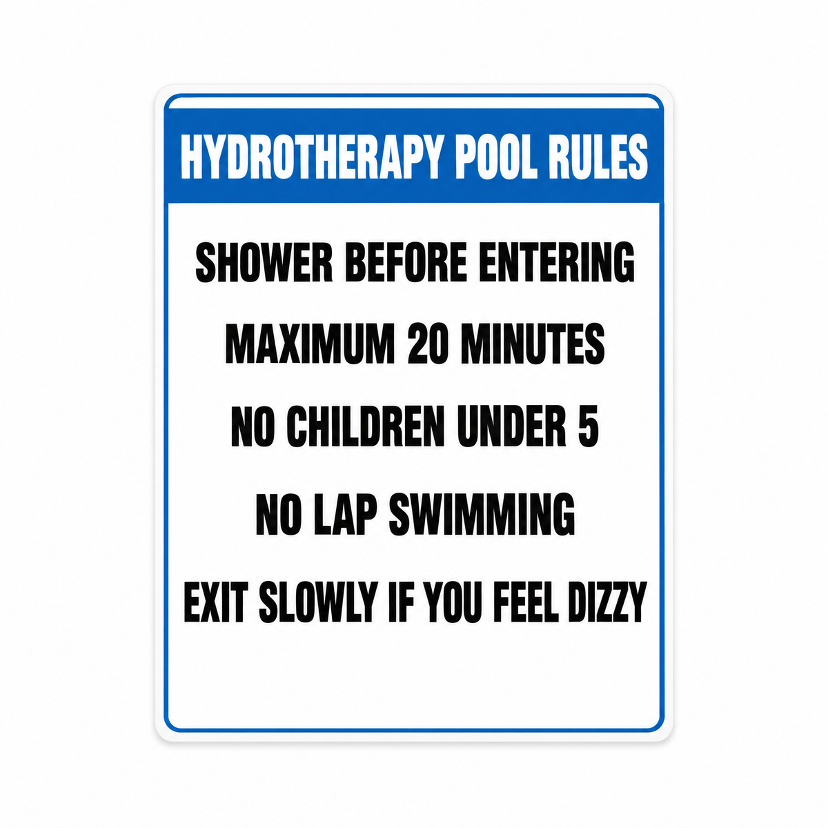 Hydrotherapy Pool Rules Sign – Australian made, matt laminated safety sign by SignShine