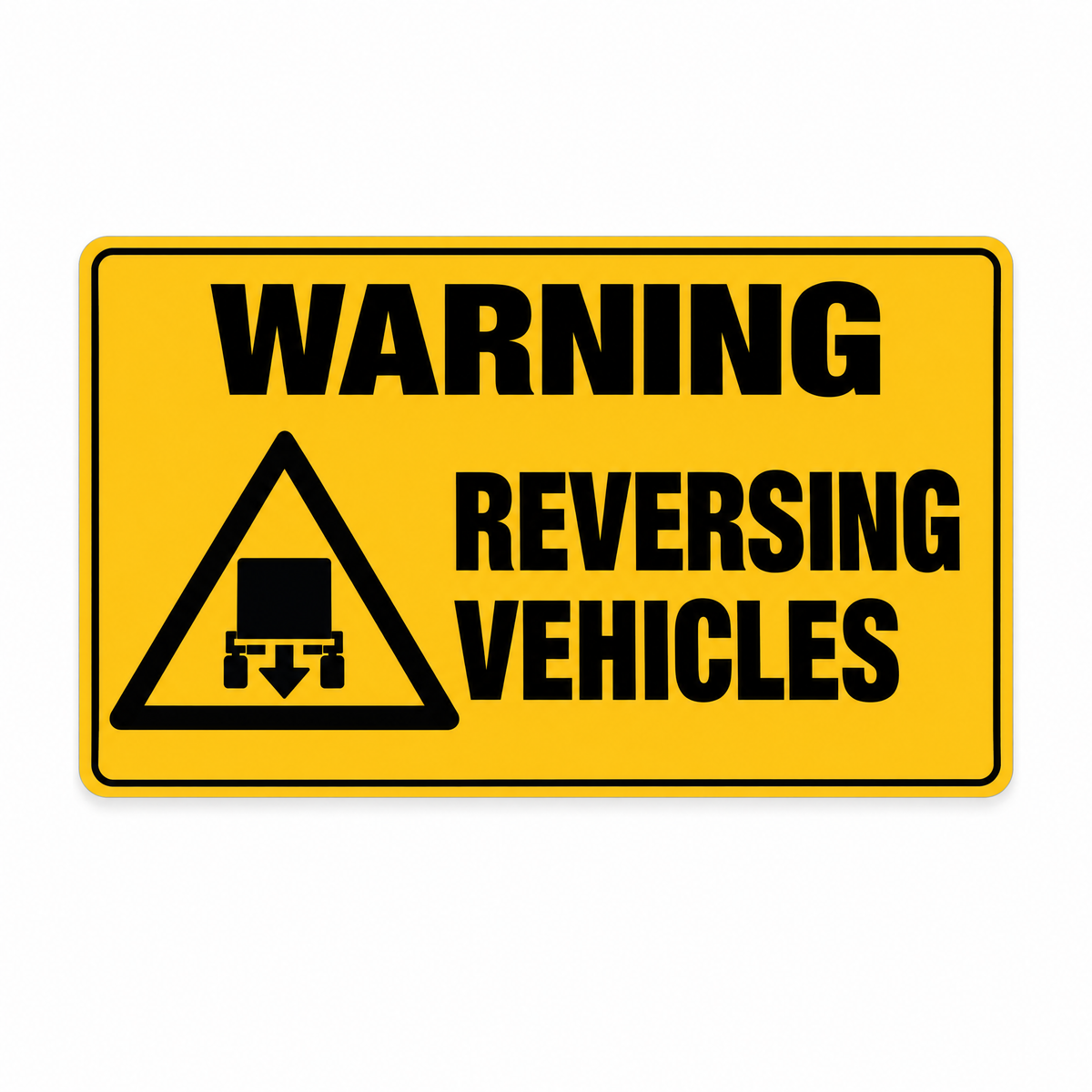 Warning Reversing Vehicles Sign – Australian made, matt laminated safety sign by SignShine