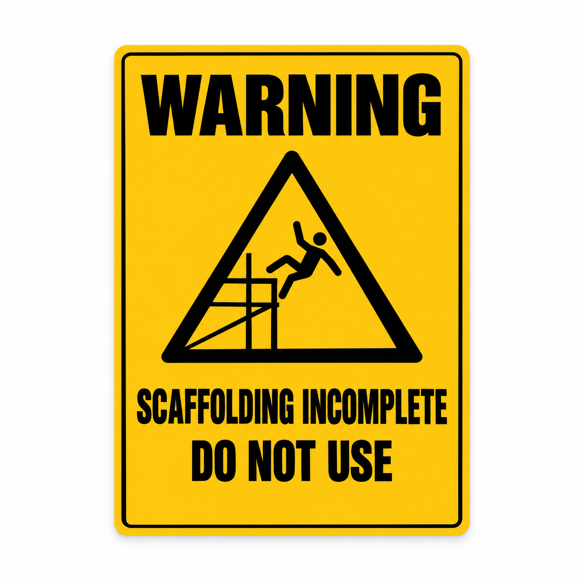 Scaffolding Incomplete Do Not Use Sign – Australian made, matt laminated safety sign by SignShine