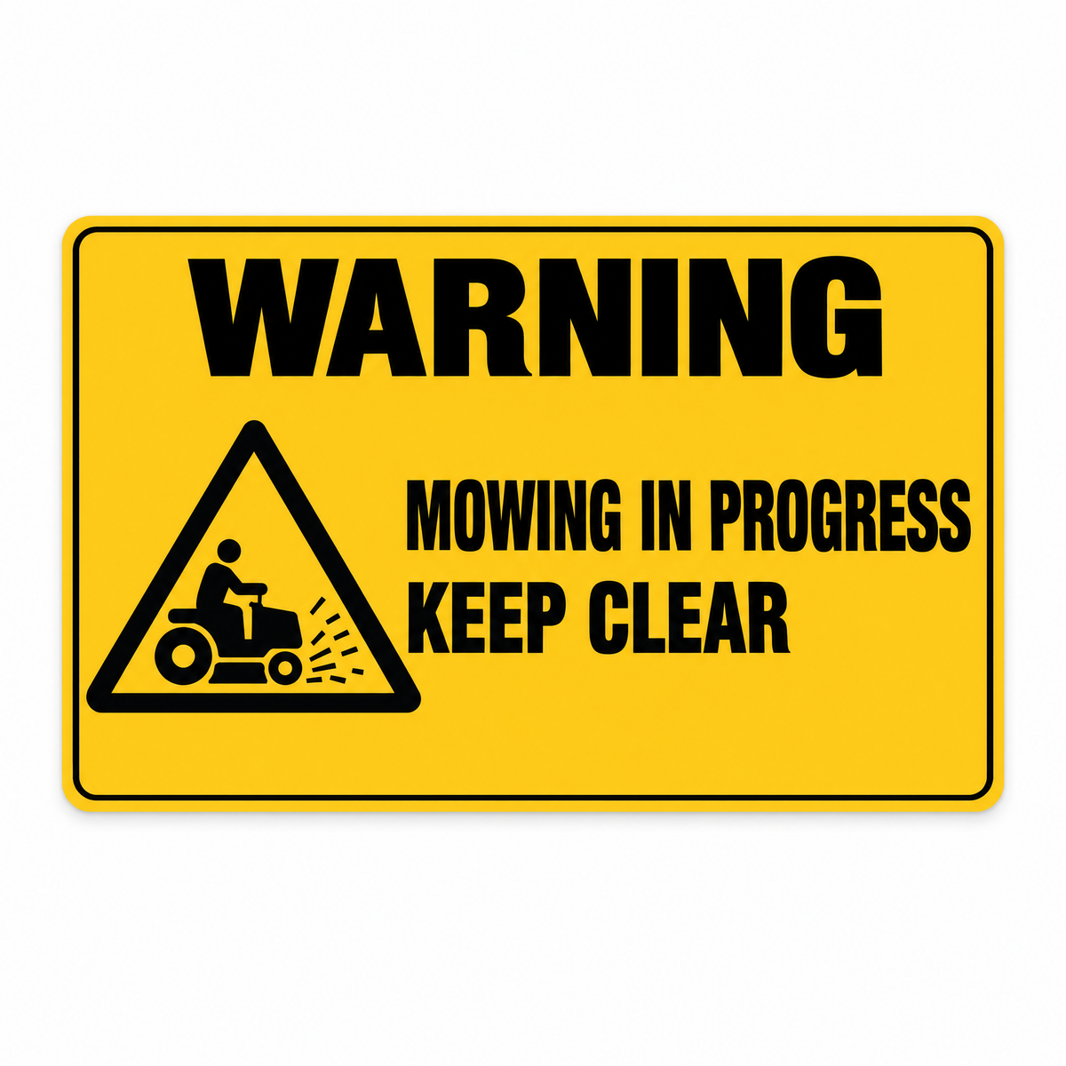 Warning Mowing in Progress Sign – Australian made, matt laminated safety sign by SignShine