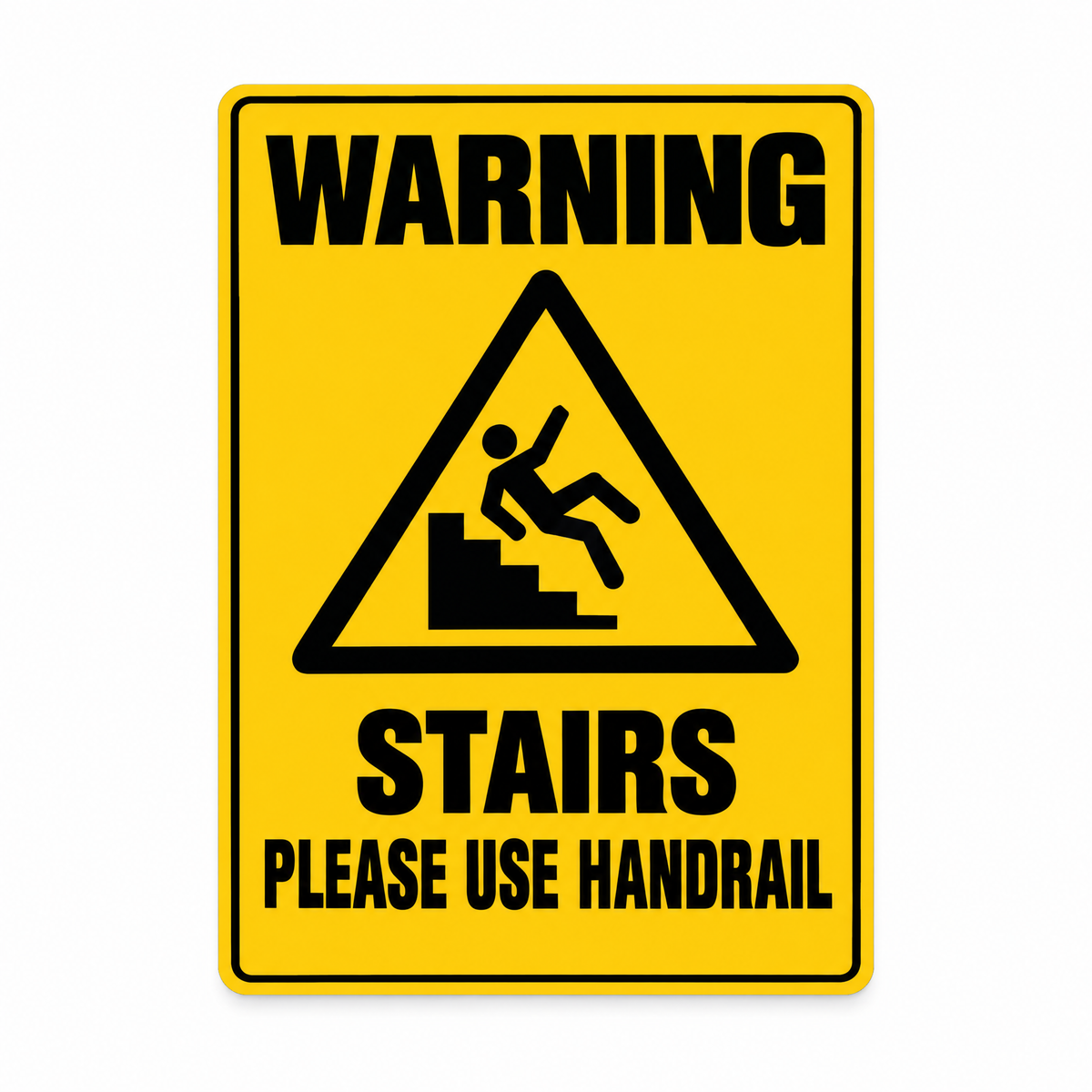 Warning Stairs Please Use Handrail Sign – Australian made, matt laminated safety sign by SignShine