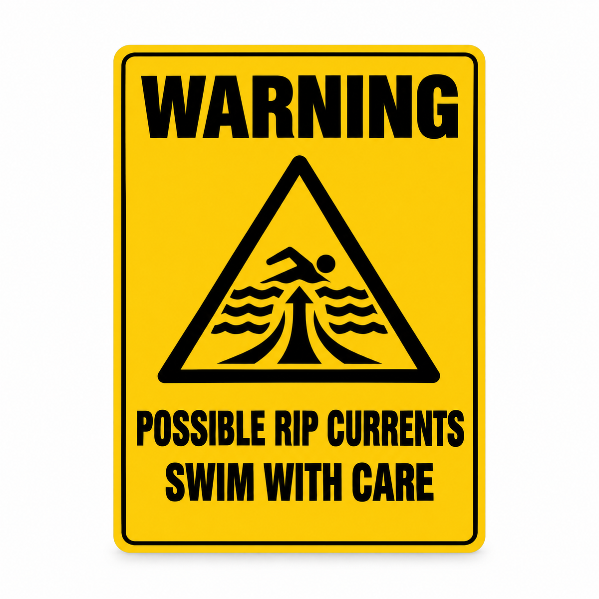 Possible Rip Currents Swim with Care Sign – Australian made, matt laminated safety sign by SignShine