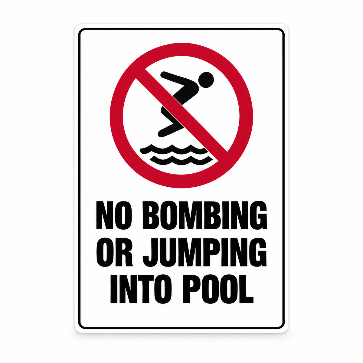 No Bombing or Jumping Into Pool Sign – Australian made, matt laminated safety sign by SignShine