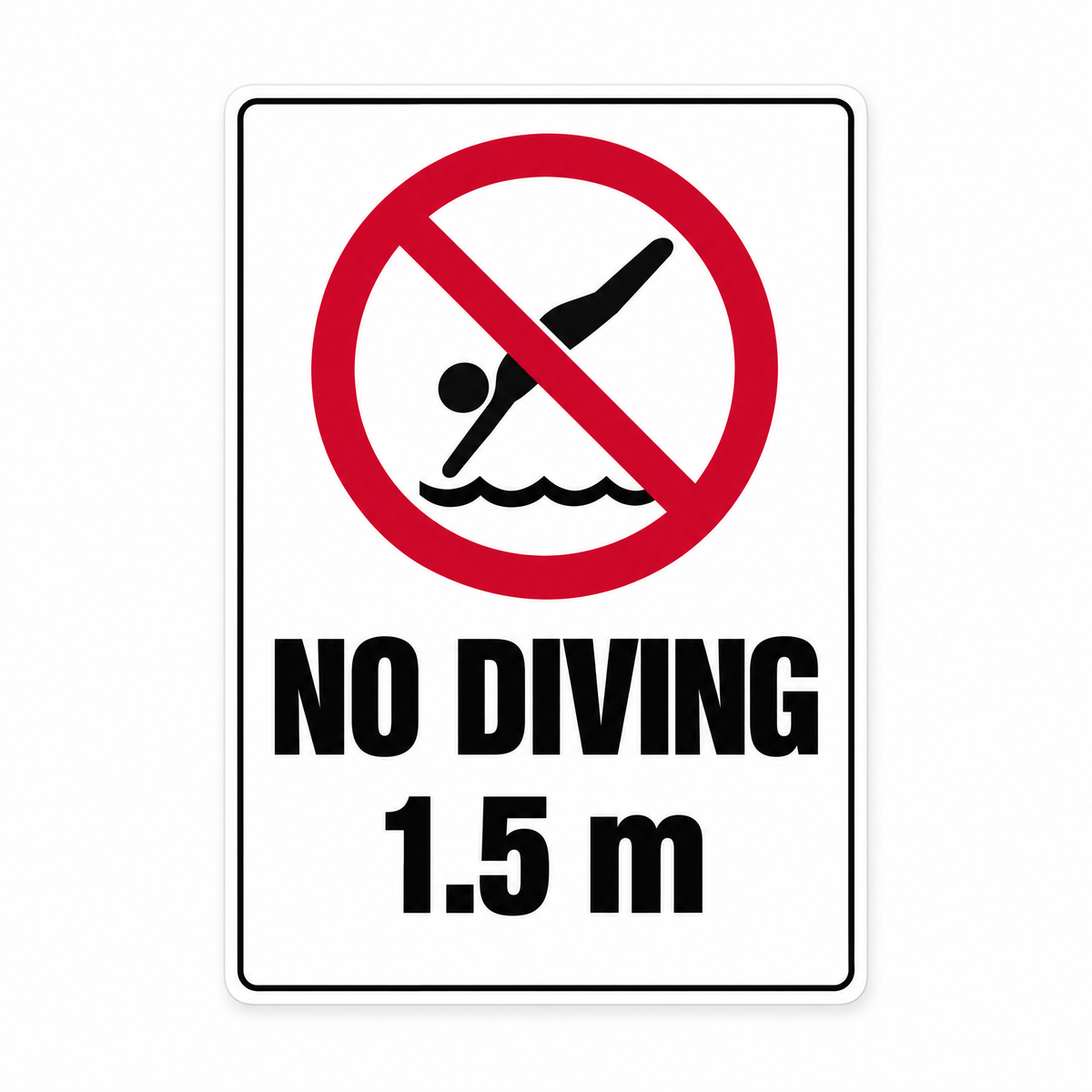 No Diving Sign with Custom Metre – Australian made, matt laminated safety sign by SignShine