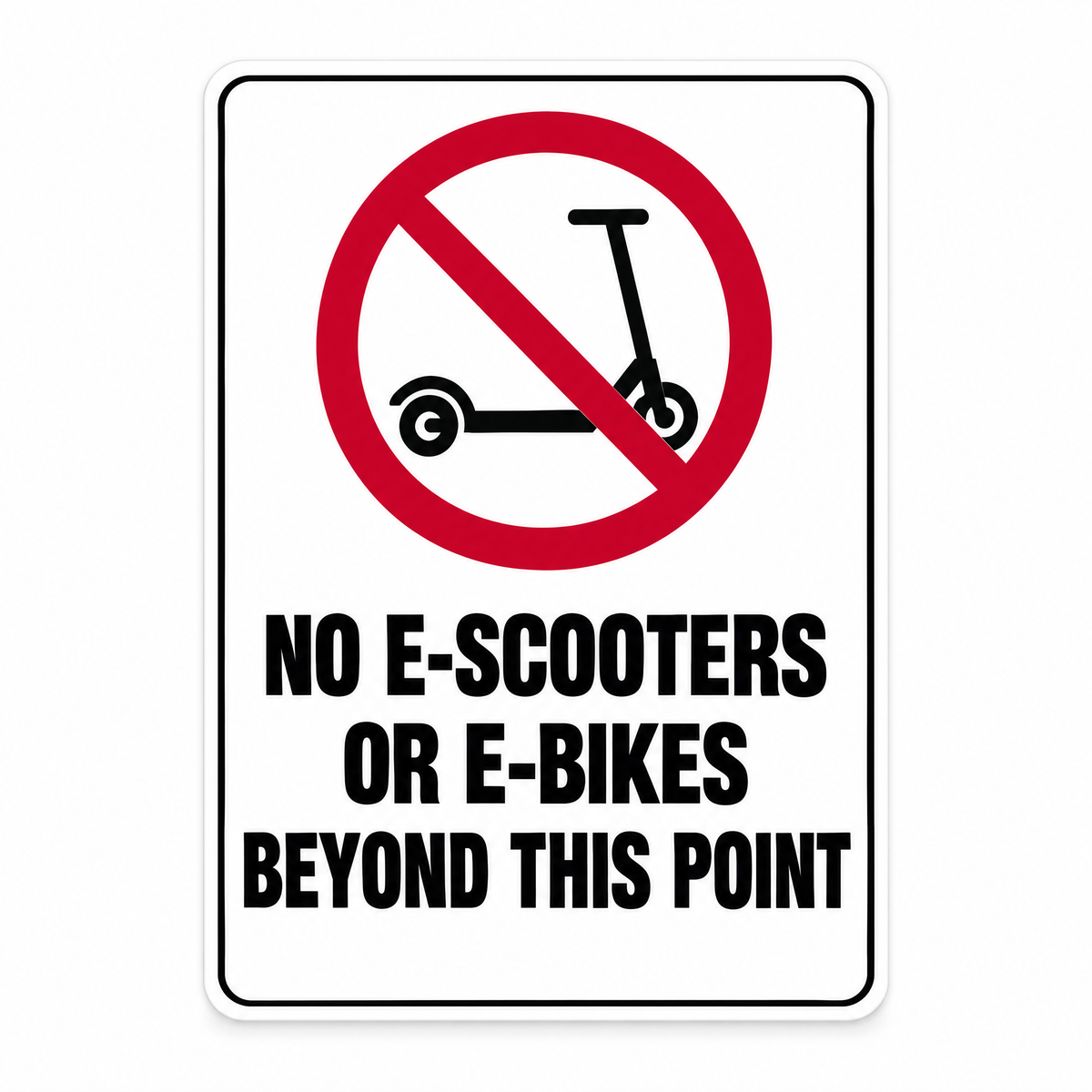 No E-Scooters or E-Bikes Beyond This Point Sign – Australian made, matt laminated safety sign by SignShine