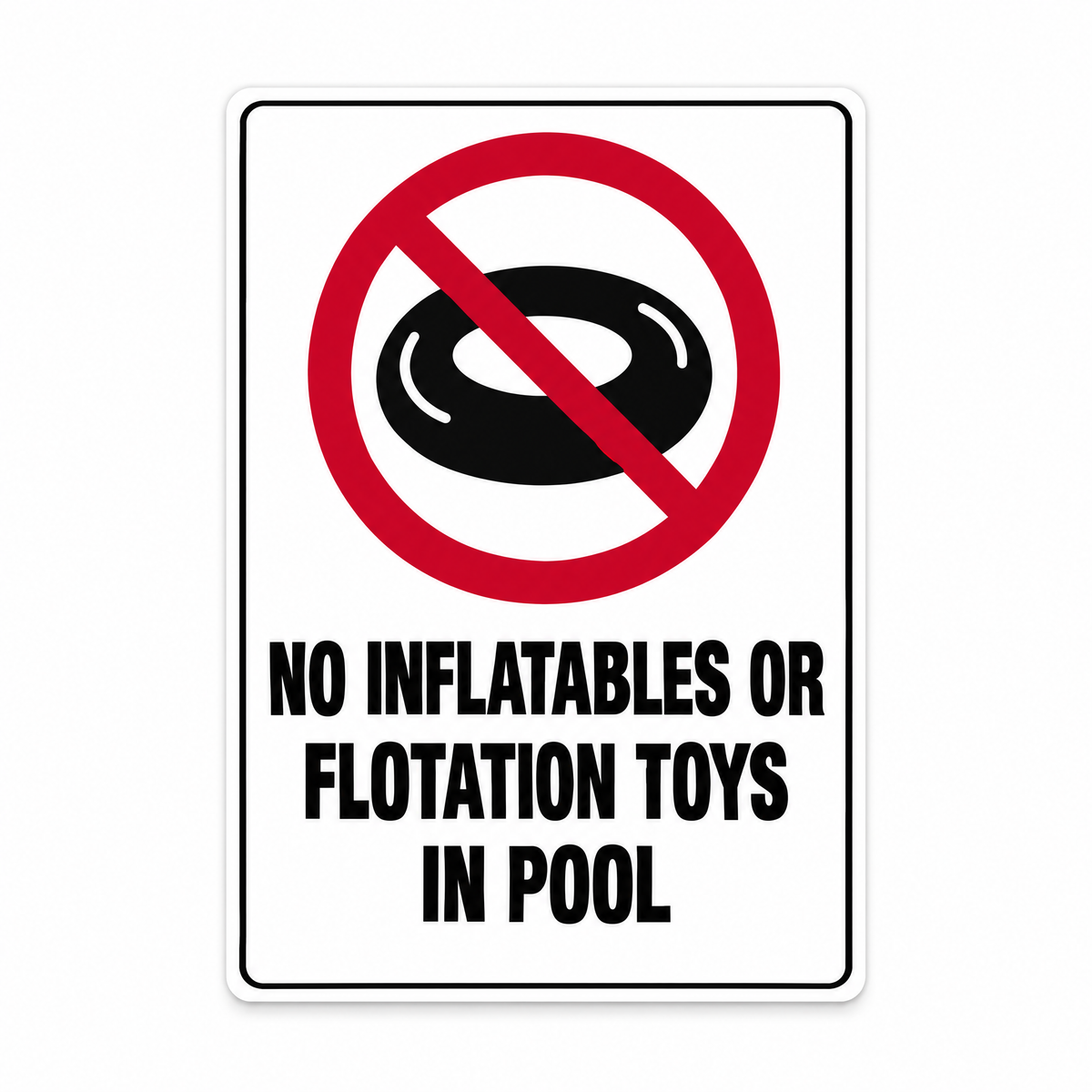 No Inflatables or Flotation Toys in Pool Sign – Australian made, matt laminated safety sign by SignShine