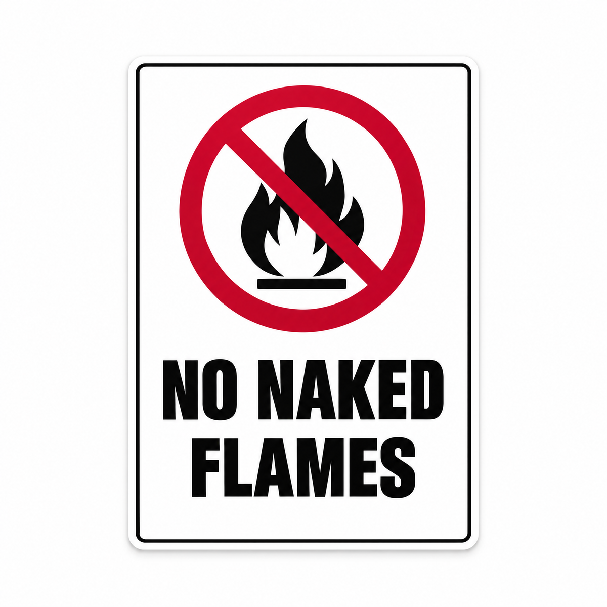No Naked Flames Sign – Australian made, matt laminated safety sign by SignShine