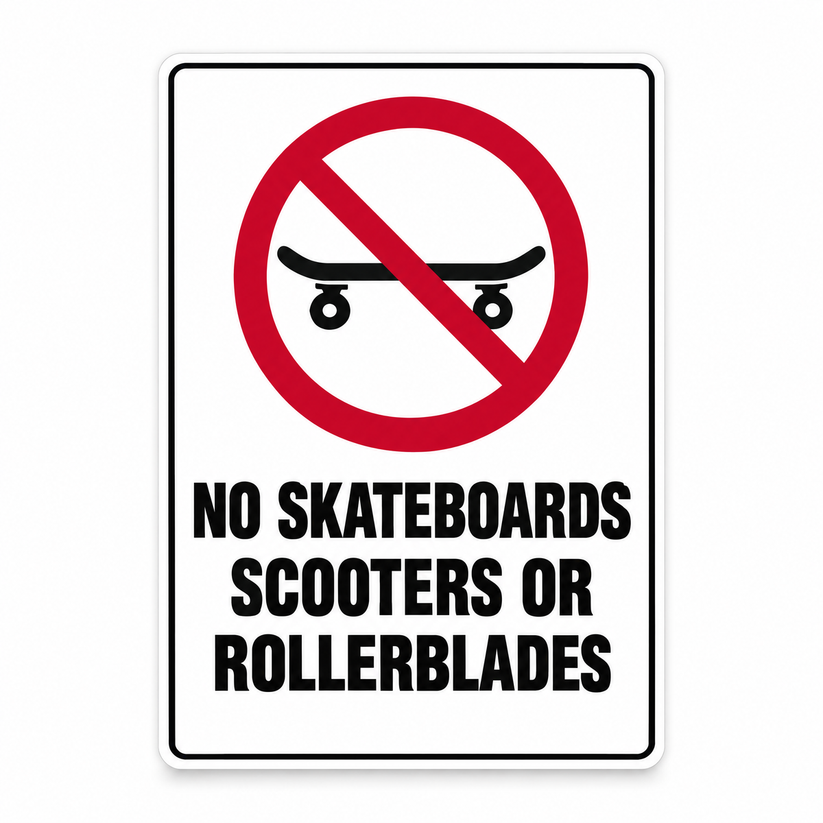 No Skateboards, Scooters or Rollerblades Sign – Australian made, matt laminated safety sign by SignShine