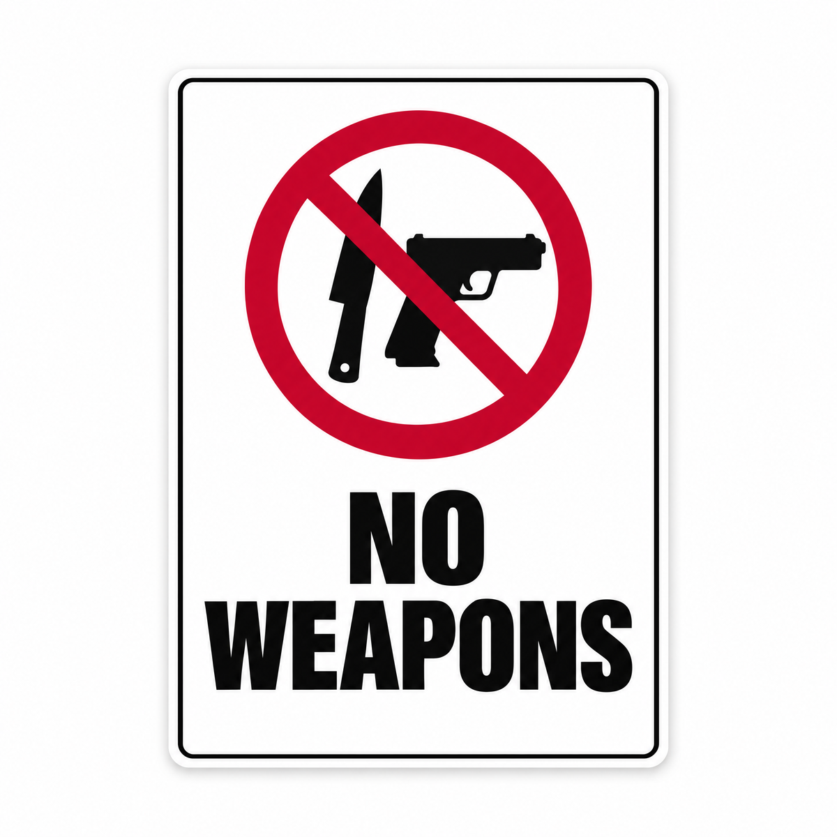 No Weapons Sign – Australian made, matt laminated safety sign by SignShine