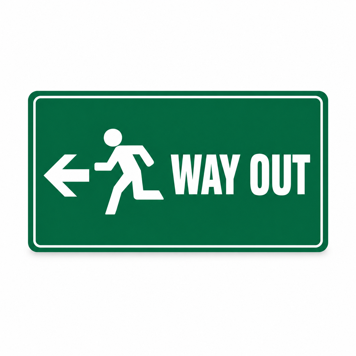 Way Out with Left Arrow Sign – Australian made, matt laminated safety sign by SignShine