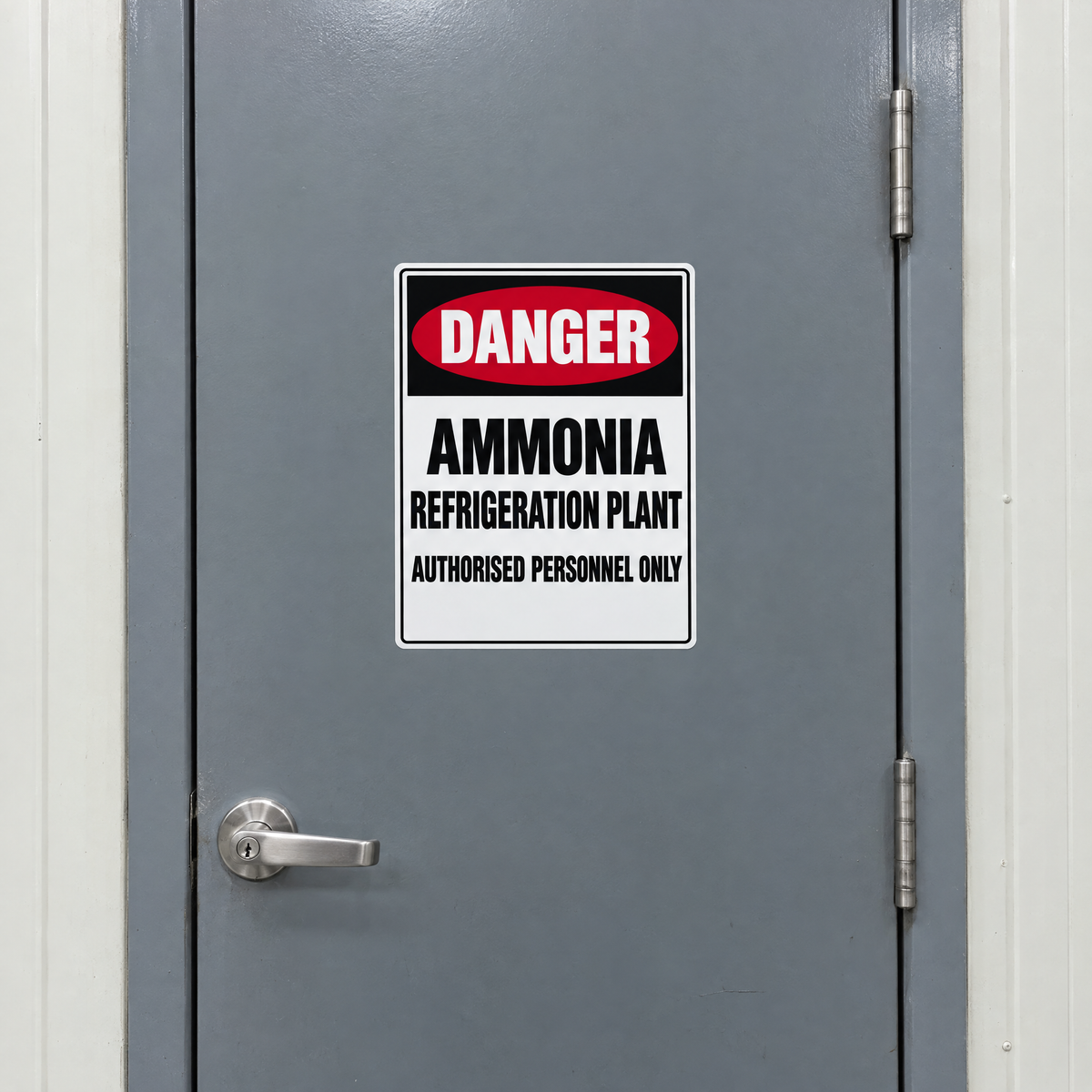 Danger Ammonia Refrigeration Plant Sign installed on site – SignShine Australia