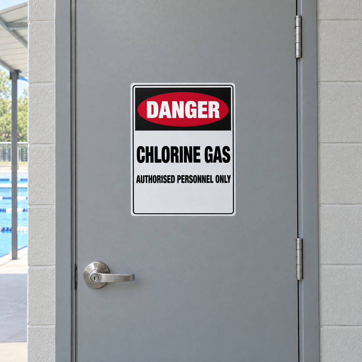 Danger Chlorine Gas Sign installed on site – SignShine Australia