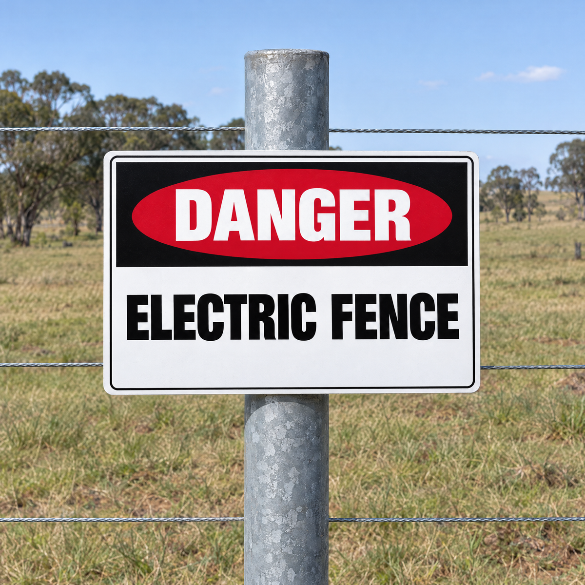 Danger Electric Fence Sign installed on site – SignShine Australia