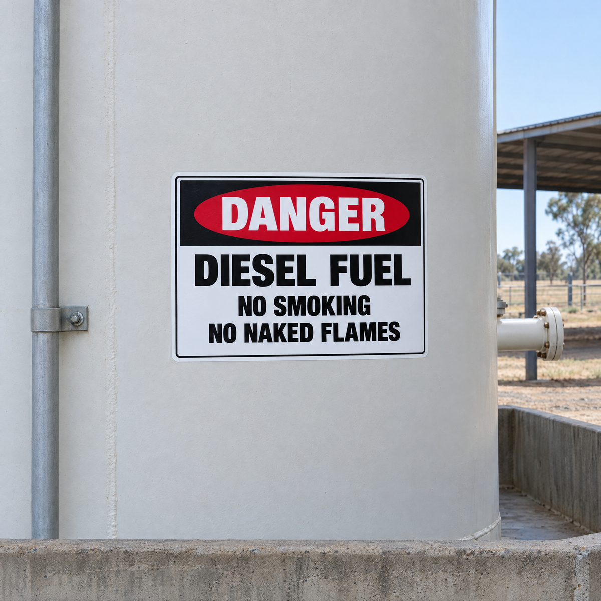 Danger Diesel Fuel Sign installed on site – SignShine Australia