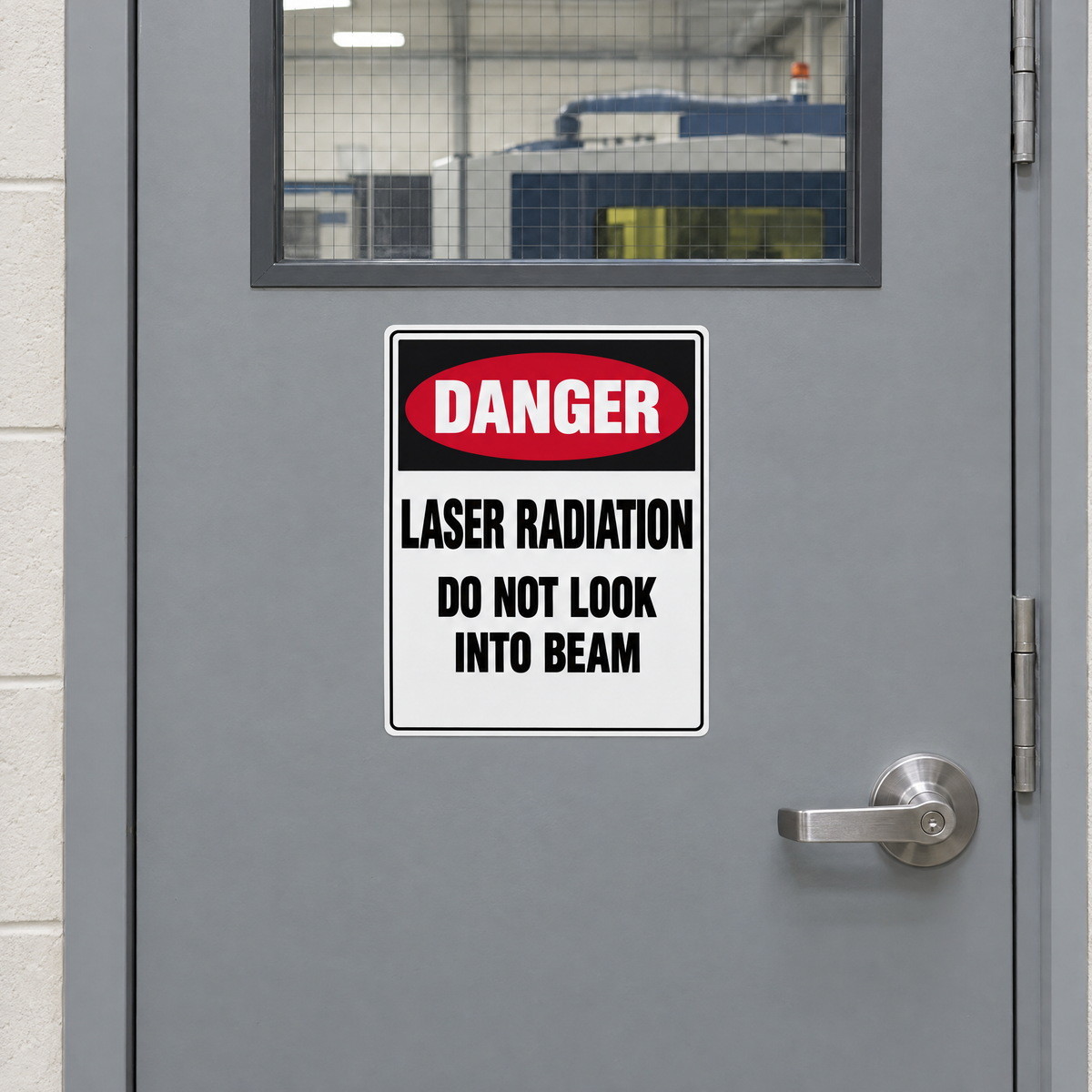 Danger Laser Radiation Do Not Look Into Beam Sign installed on site – SignShine Australia