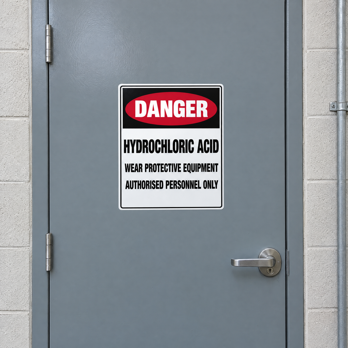 Danger Hydrochloric Acid Sign installed on site – SignShine Australia