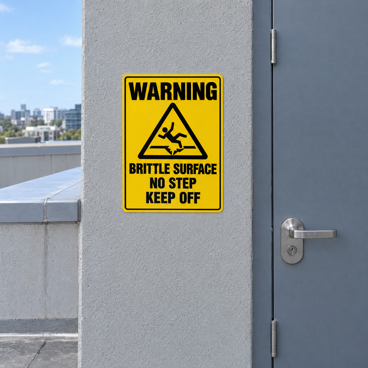 Warning Brittle Surface No Step Keep Off Sign installed on site – SignShine Australia