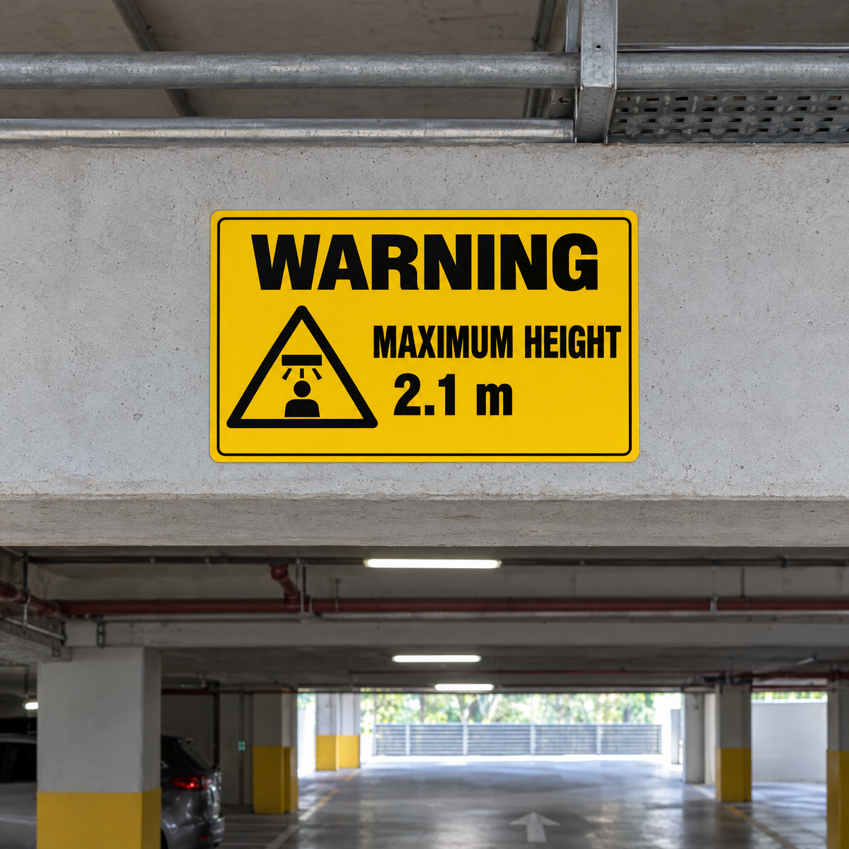 Warning Maximum Height Sign with Custom Metres installed on site – SignShine Australia