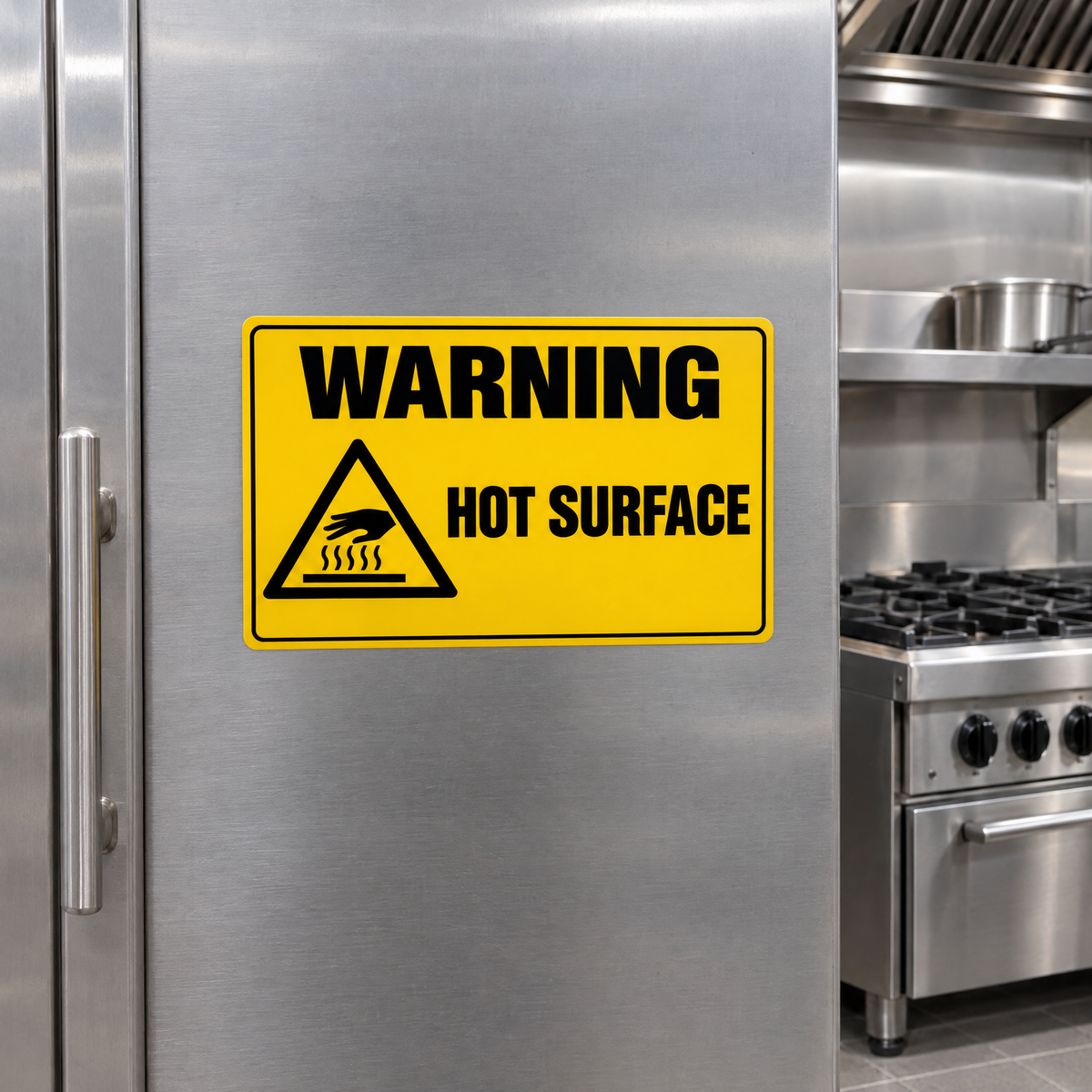 Warning Hot Surface Sign installed on site – SignShine Australia