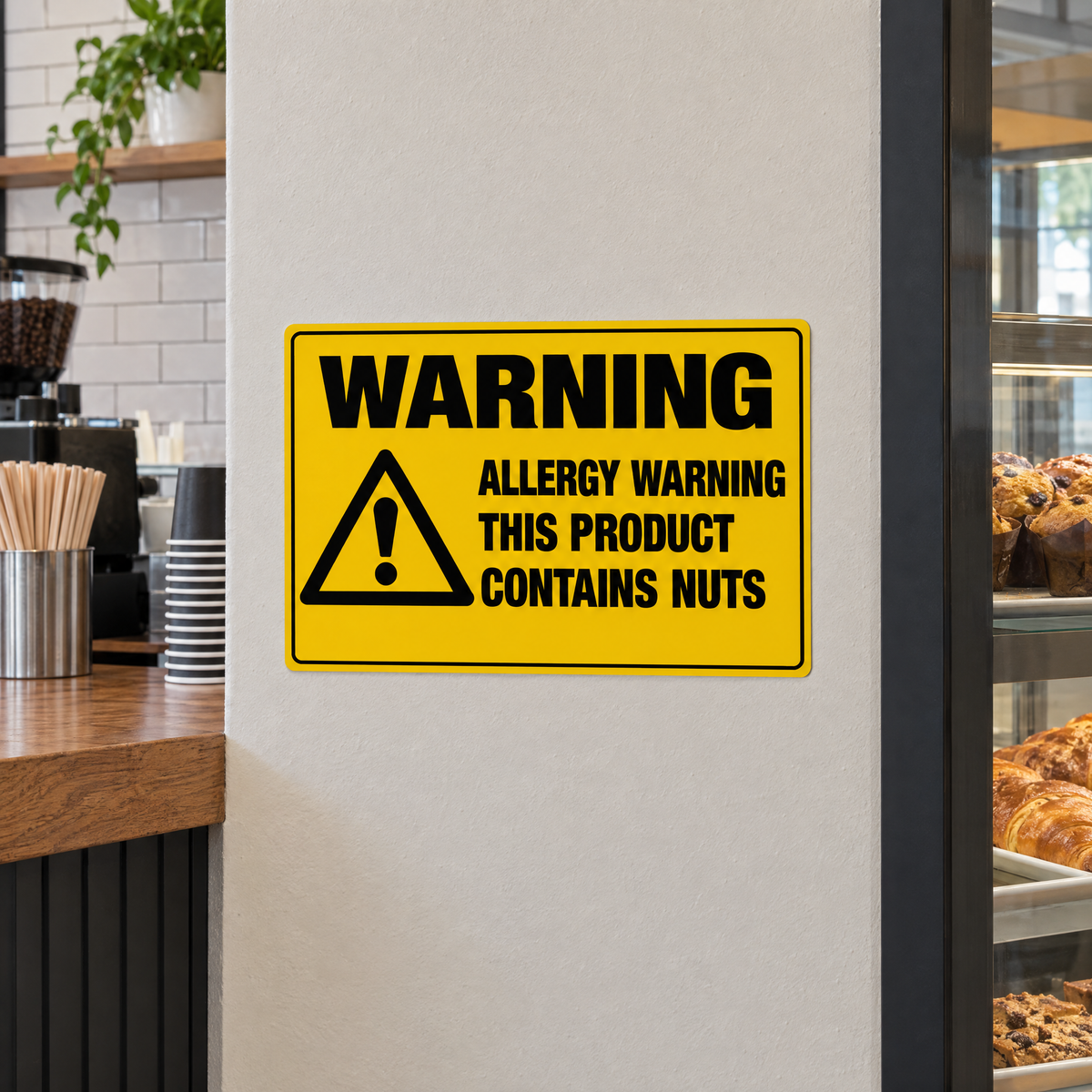 Allergy Warning Sign with Custom Text installed on site – SignShine Australia