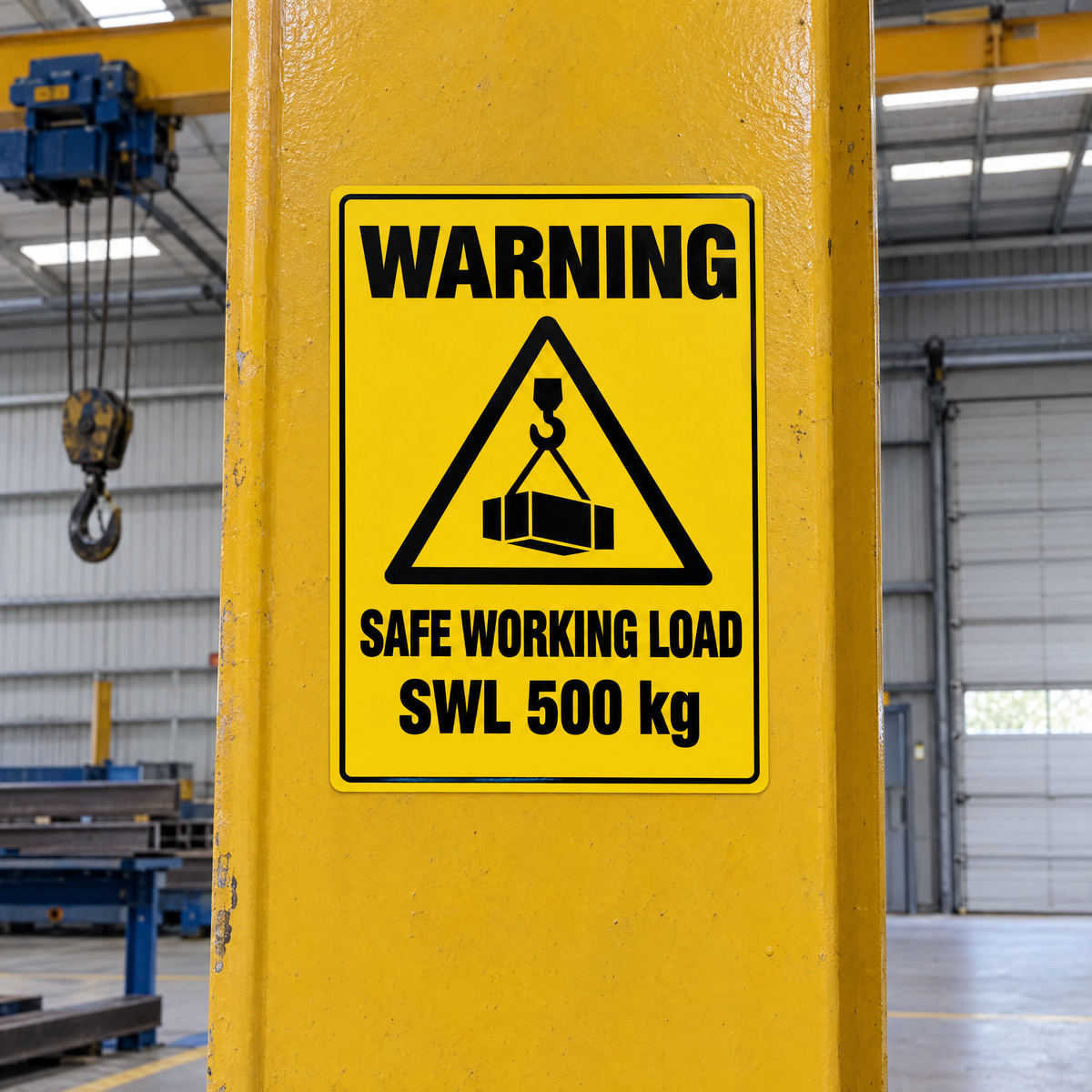 Custom SWL Safe Working Load Sign (KG) installed on site – SignShine Australia