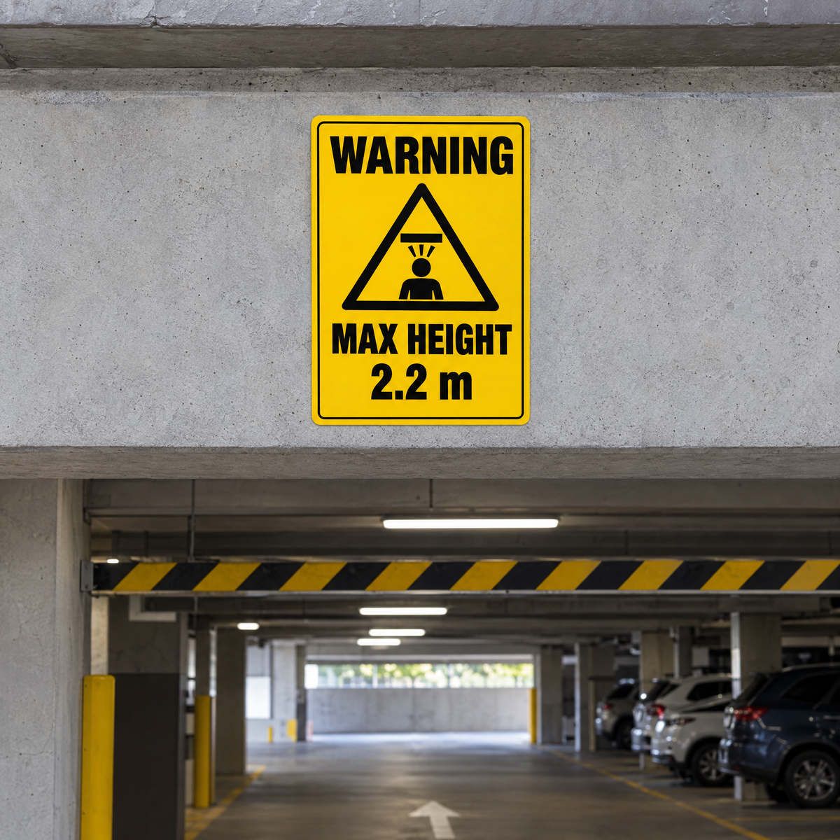 Warning Max Height Sign (Custom Height) installed on site – SignShine Australia