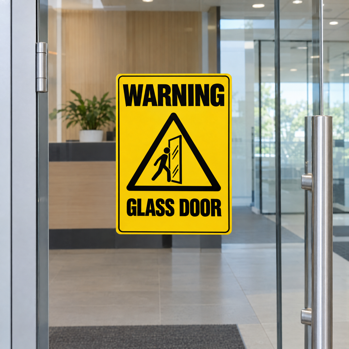 Warning Glass Door Sign installed on site – SignShine Australia