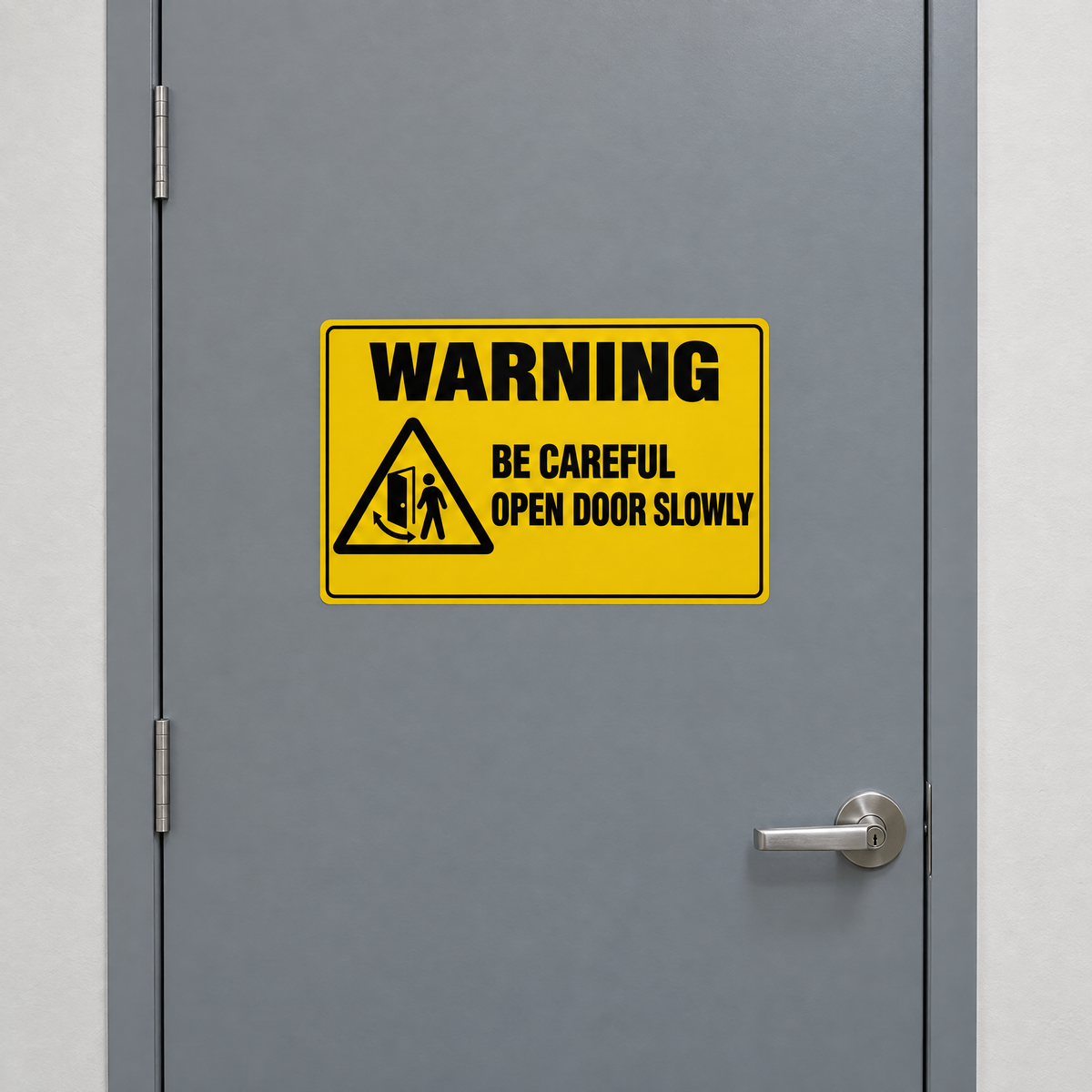 Be Careful Sign - Open Door Slowly Sign installed on site – SignShine Australia