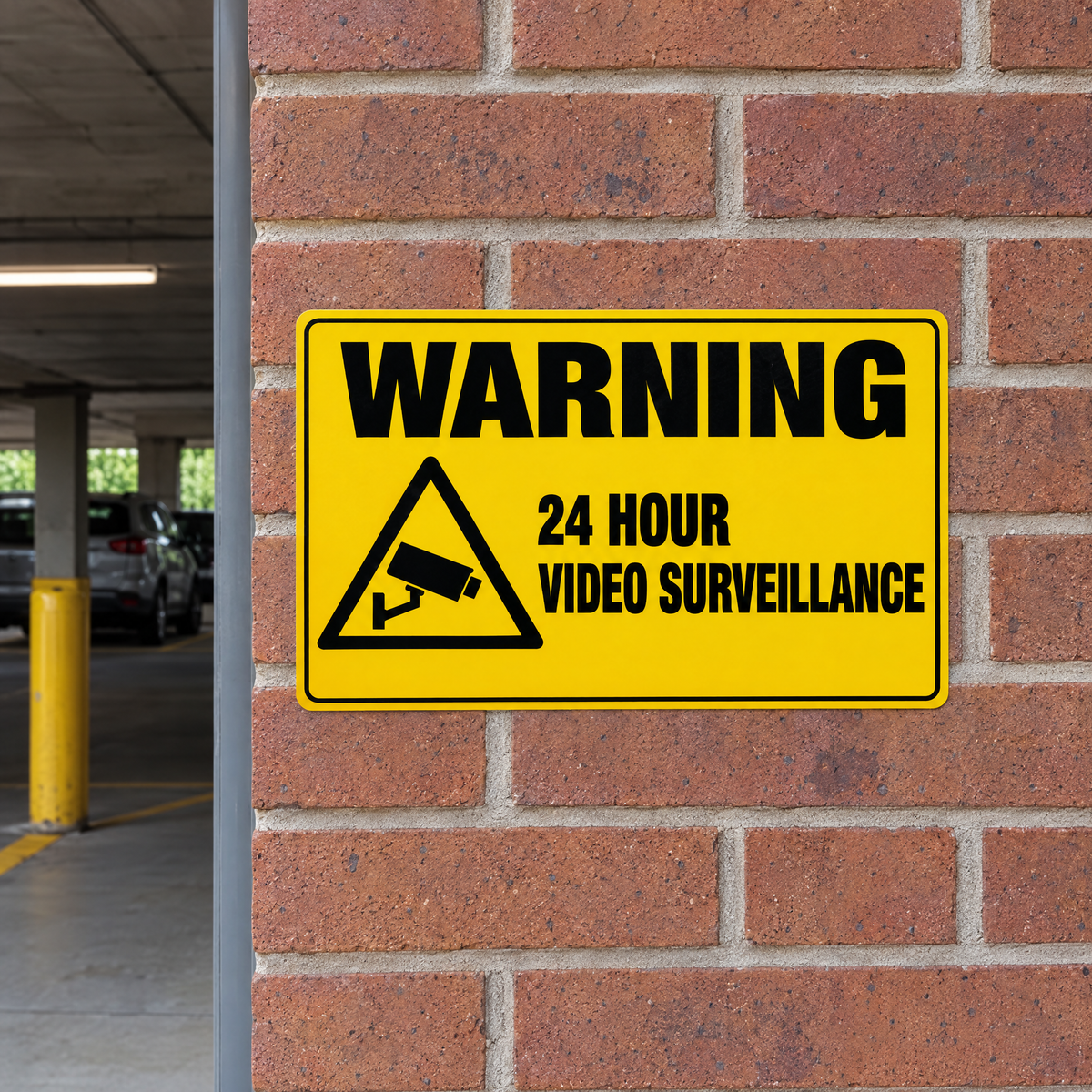 24 Hour Video Surveillance Sign installed on site – SignShine Australia