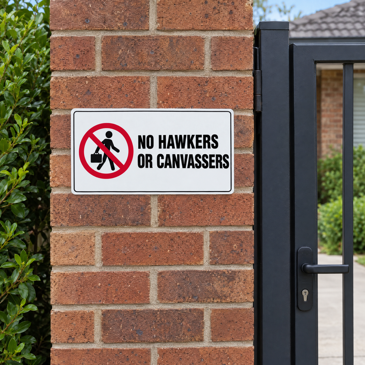 No Hawkers or Canvassers Sign installed on site – SignShine Australia