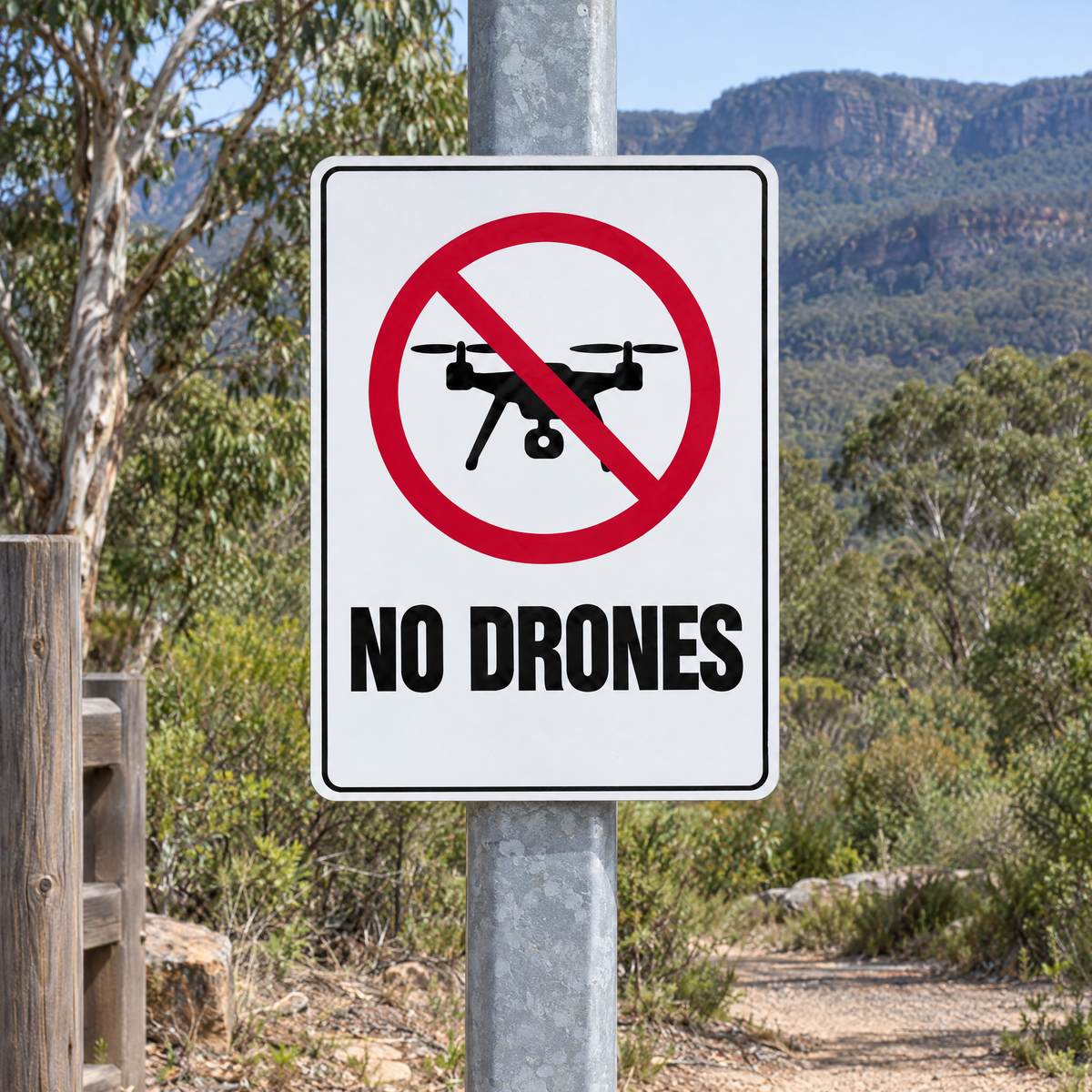 No Drones Sign installed on site – SignShine Australia