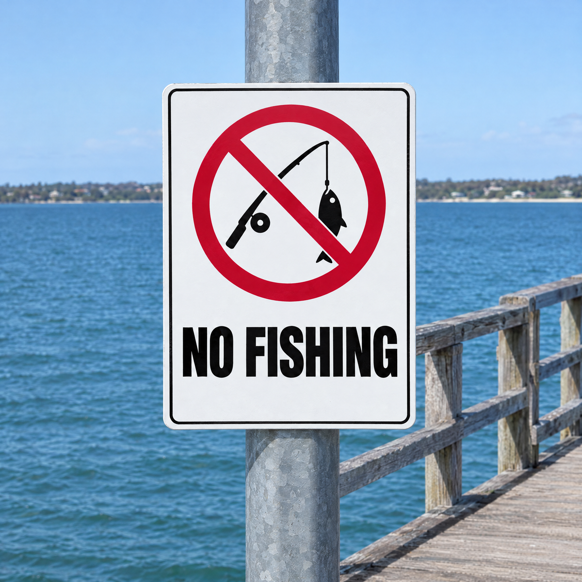 No Fishing Sign installed on site – SignShine Australia