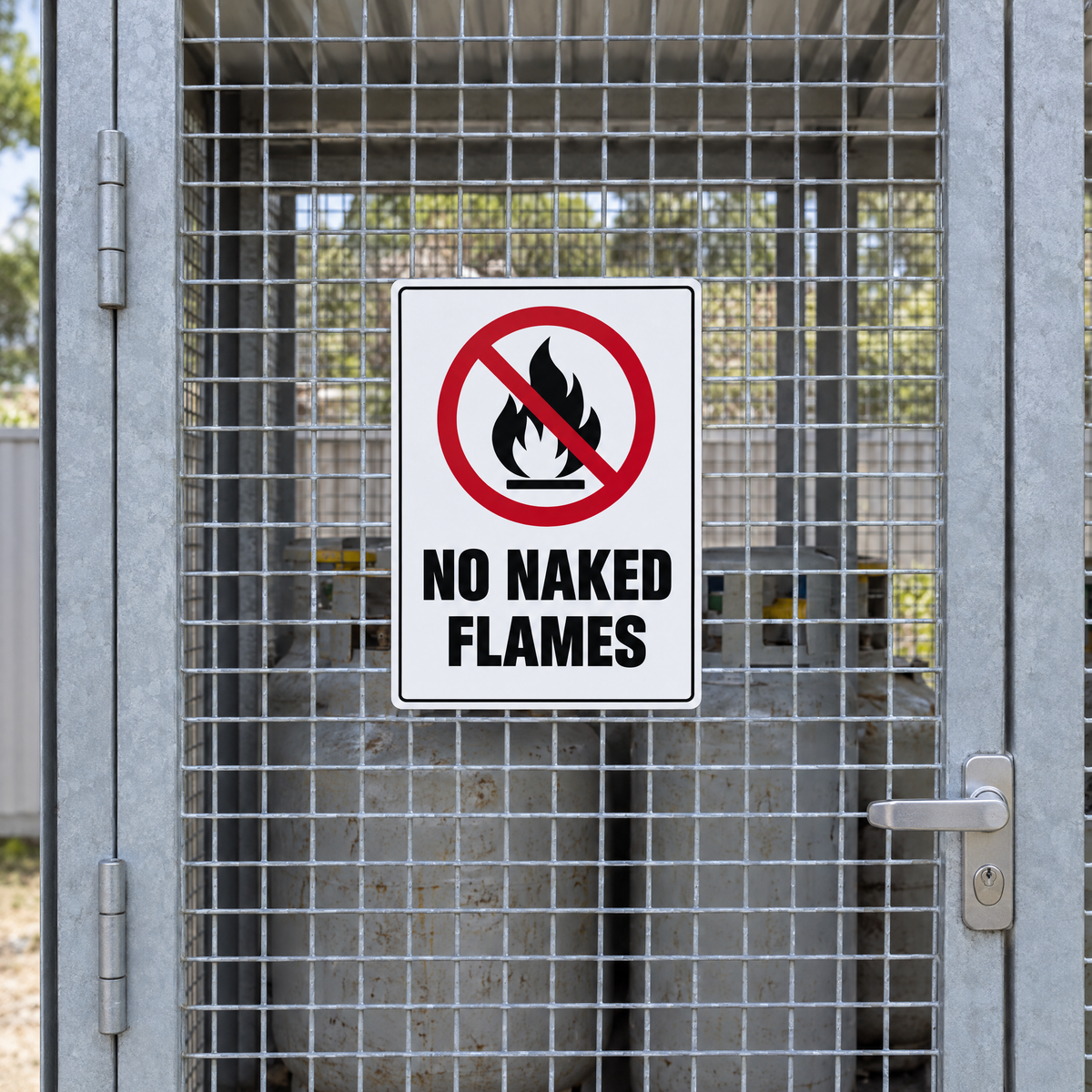 No Naked Flames Sign installed on site – SignShine Australia