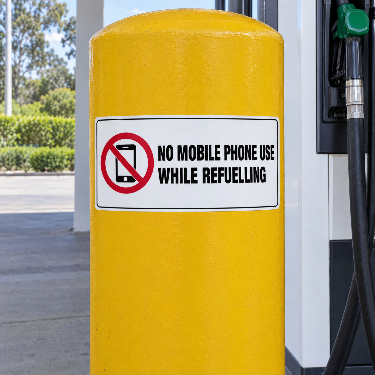 No Mobile Phone Use While Refuelling Sign installed on site – SignShine Australia