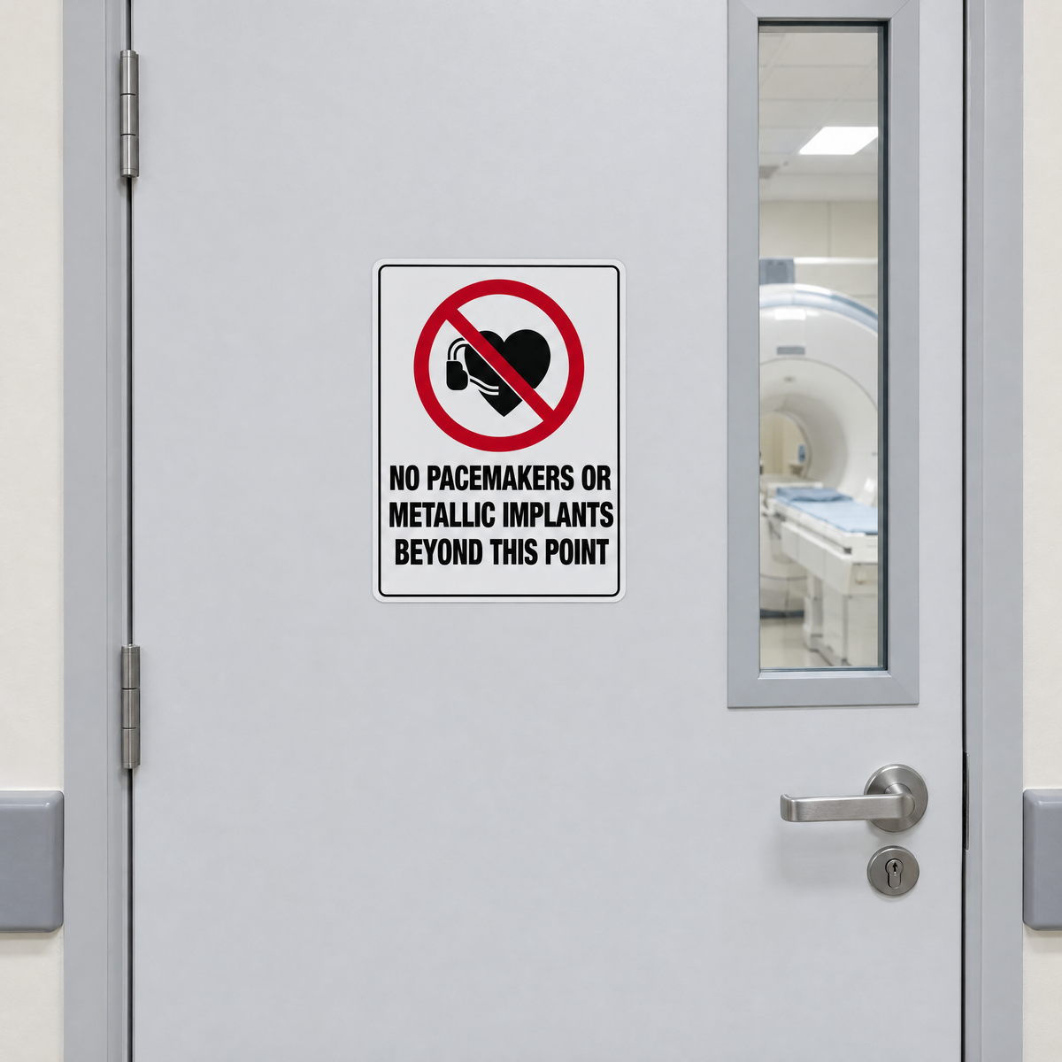No Pacemakers or Metallic Implants Beyond This Point Sign installed on site – SignShine Australia