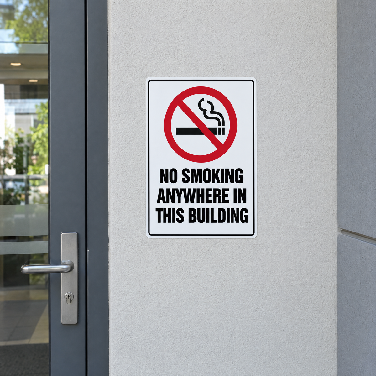 No Smoking Anywhere in This Building Sign installed on site – SignShine Australia