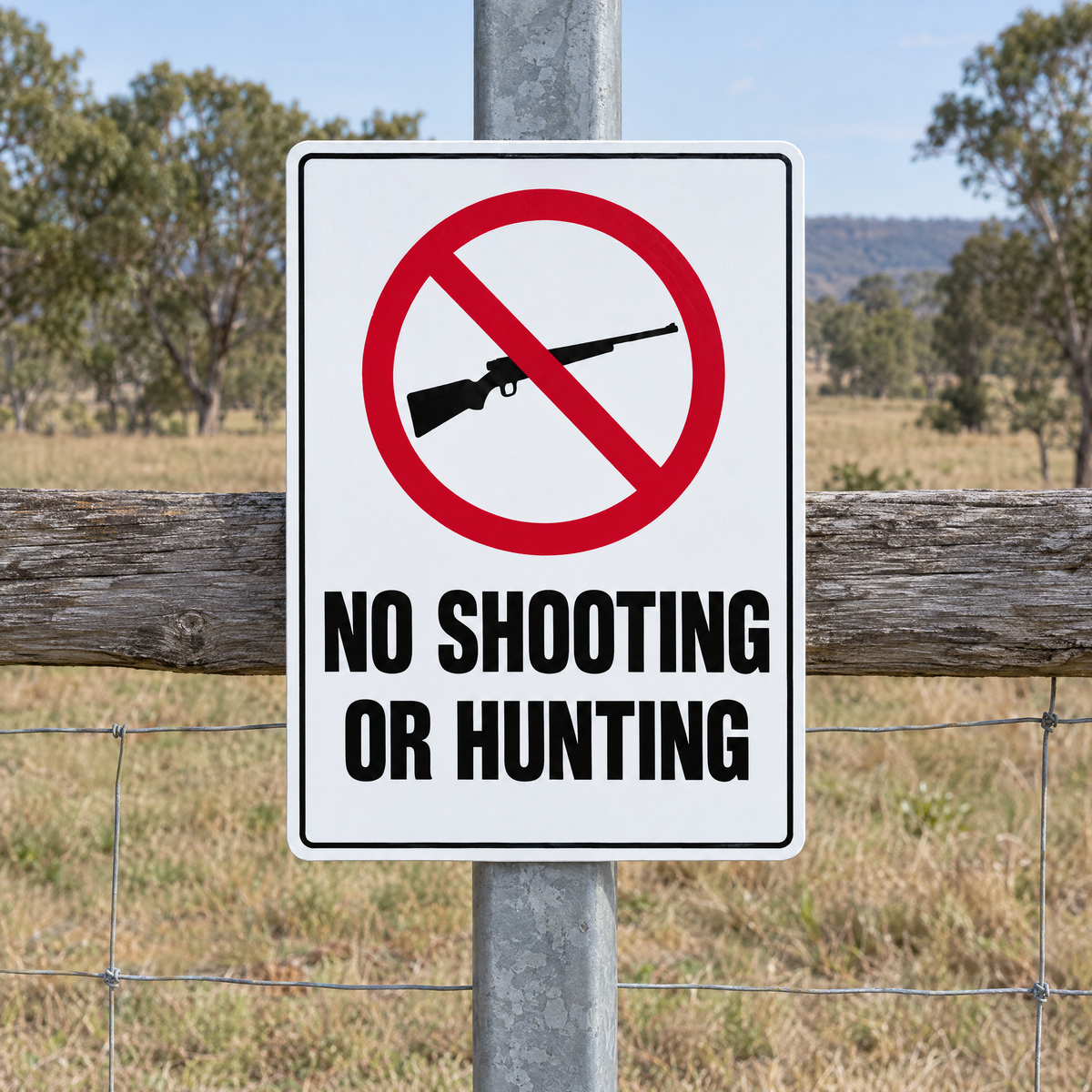 No Shooting or Hunting Sign installed on site – SignShine Australia