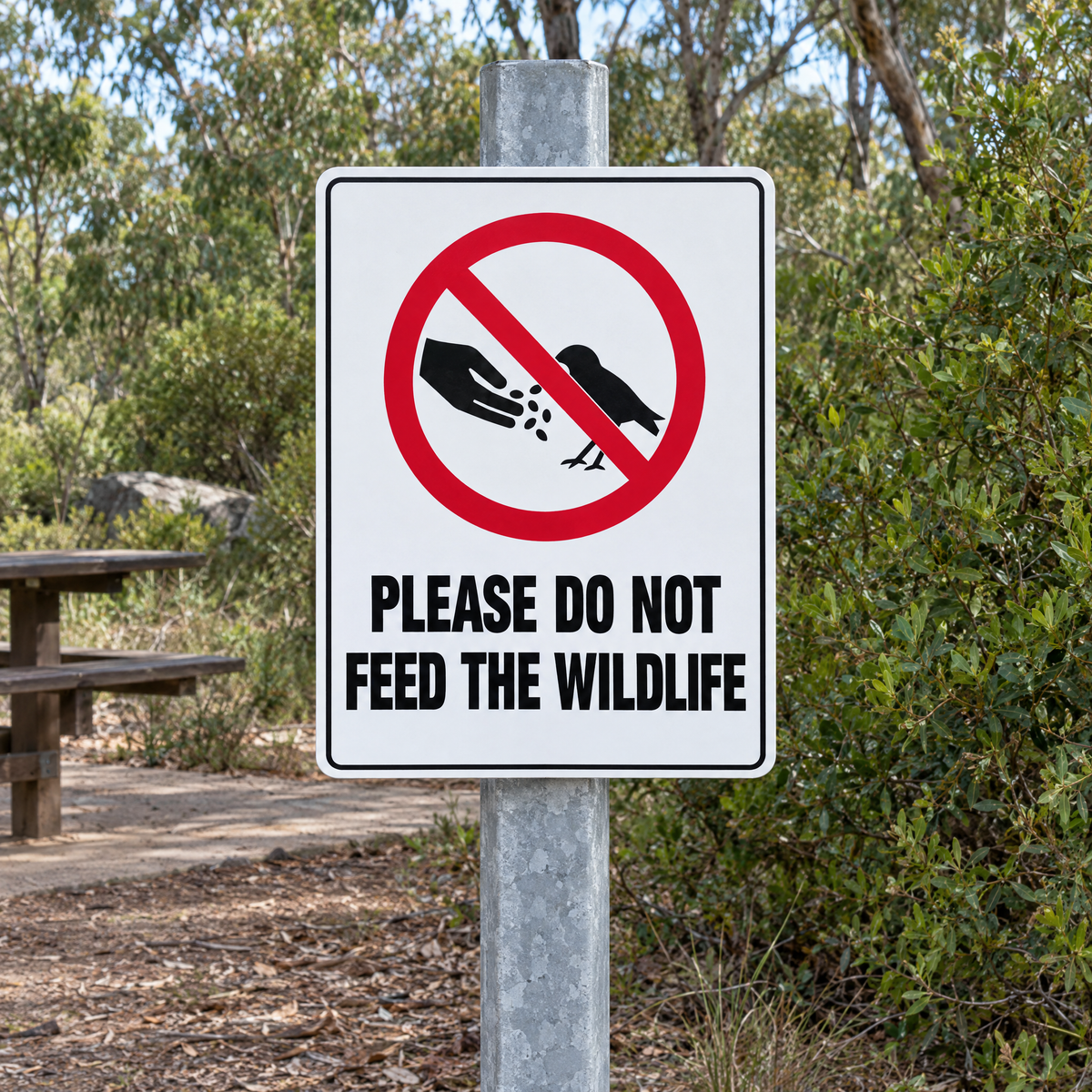 Please Do Not Feed the Wildlife Sign installed on site – SignShine Australia